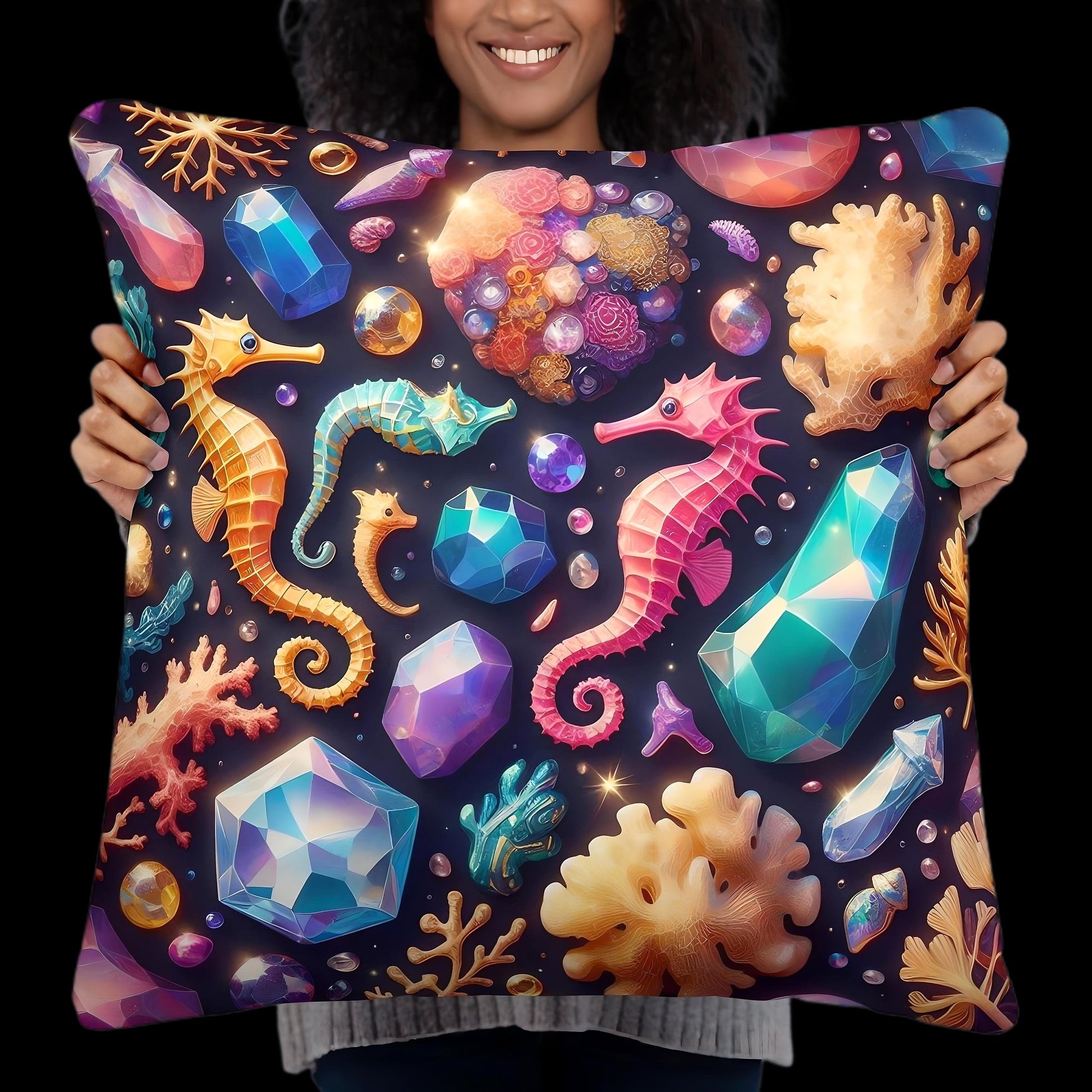 Seahorse Pillow Cushion Ocean Decor | US/EU Warehouse | Nautical Cushion 22 x 22 - enhanced image 5