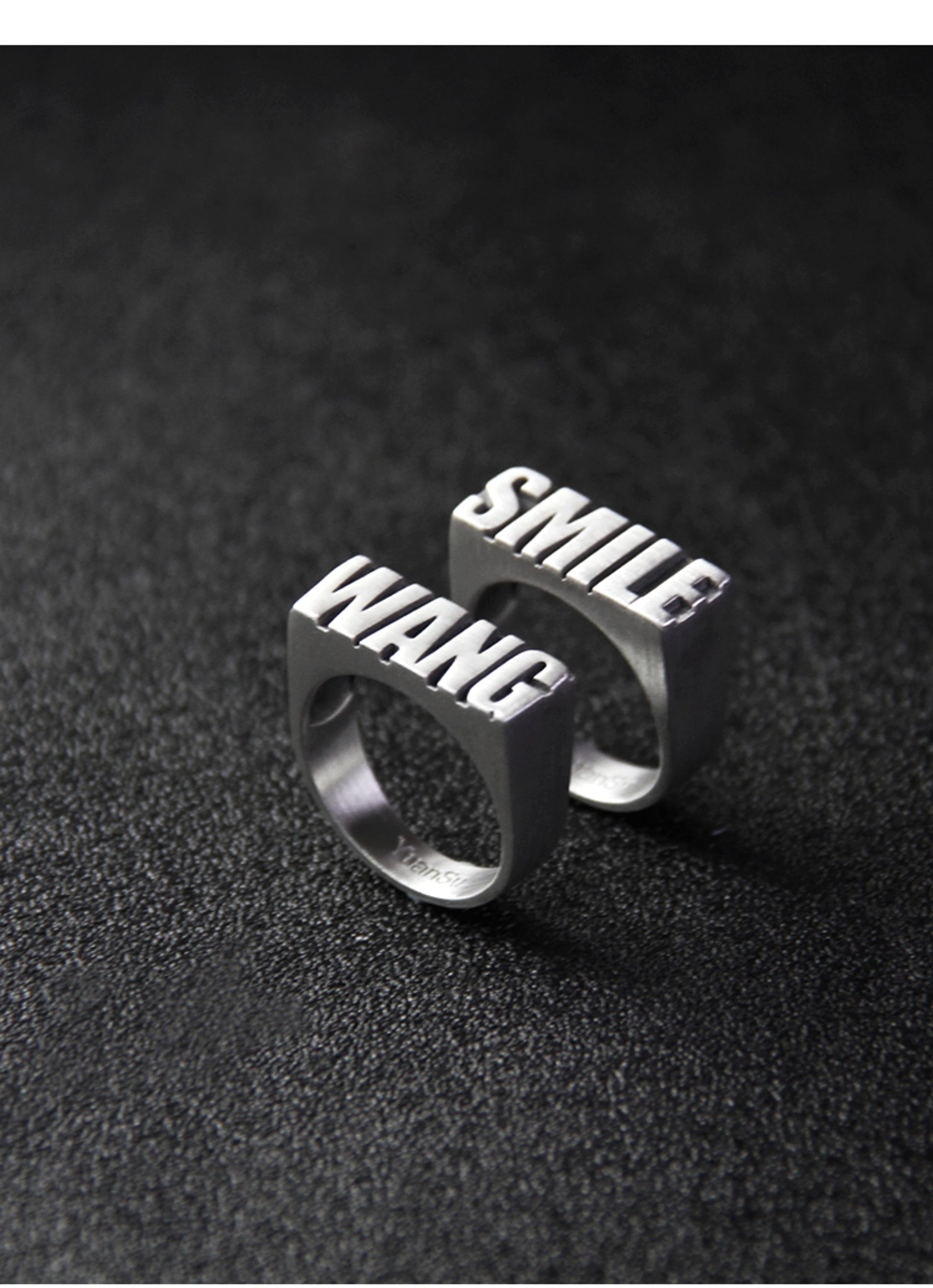 Personalized Sterling Silver Couple Rings – Custom Engraved Alphabet Rings - enhanced image 5