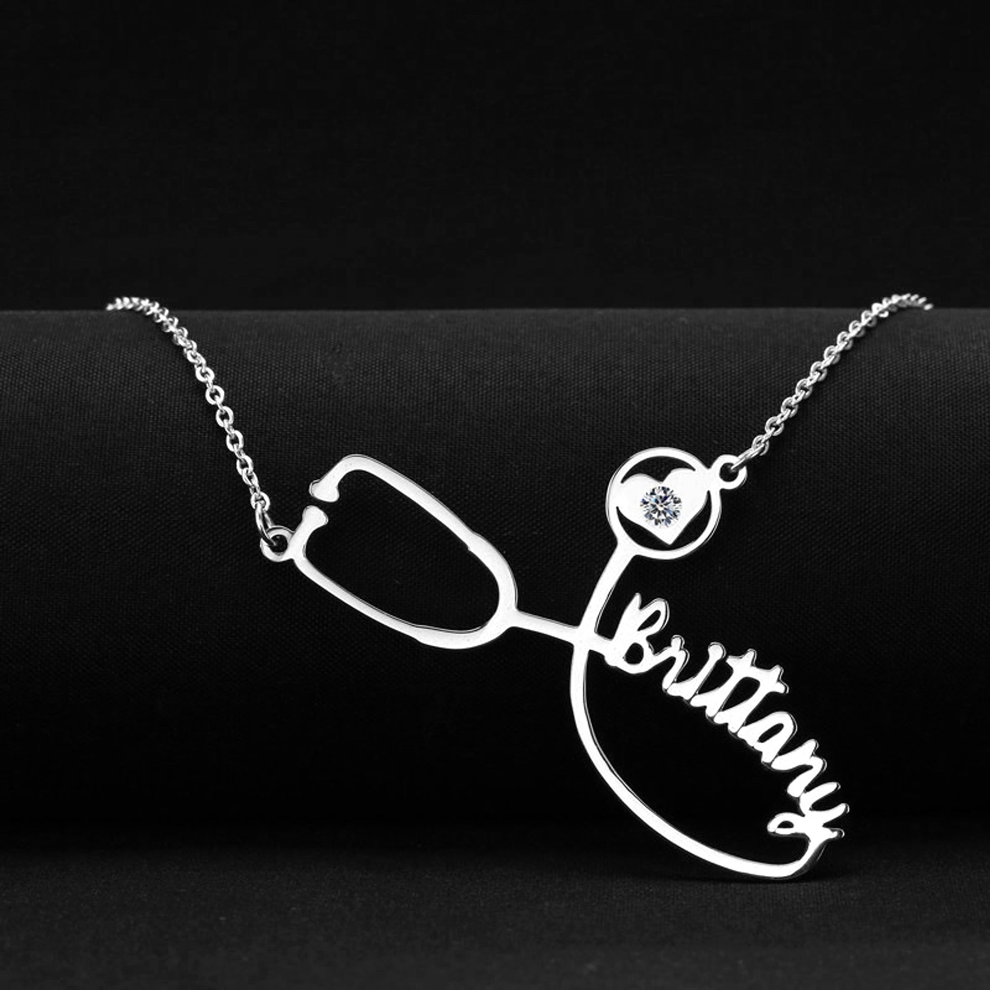 Custom Engraved Stethoscope Name Necklace – The Perfect Gift for Medical Professionals! - enhanced image 5