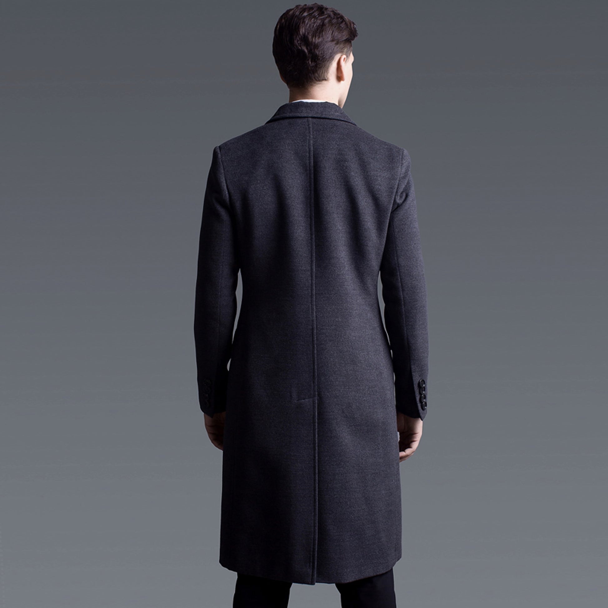 Double Breasted Long Sleeve Long Cashmere Trench Coat Large Size - enhanced image 5
