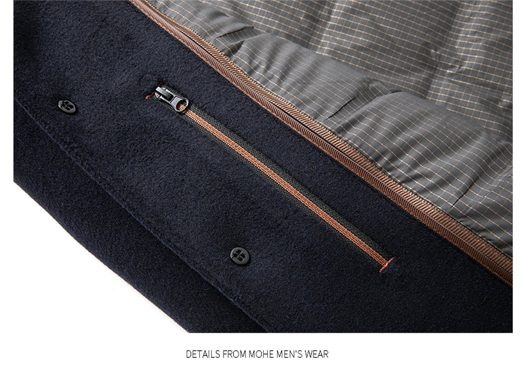 Double-sided Wool Overcoat Men's Winter Down Feather Liner High-end Long Business - enhanced image 5