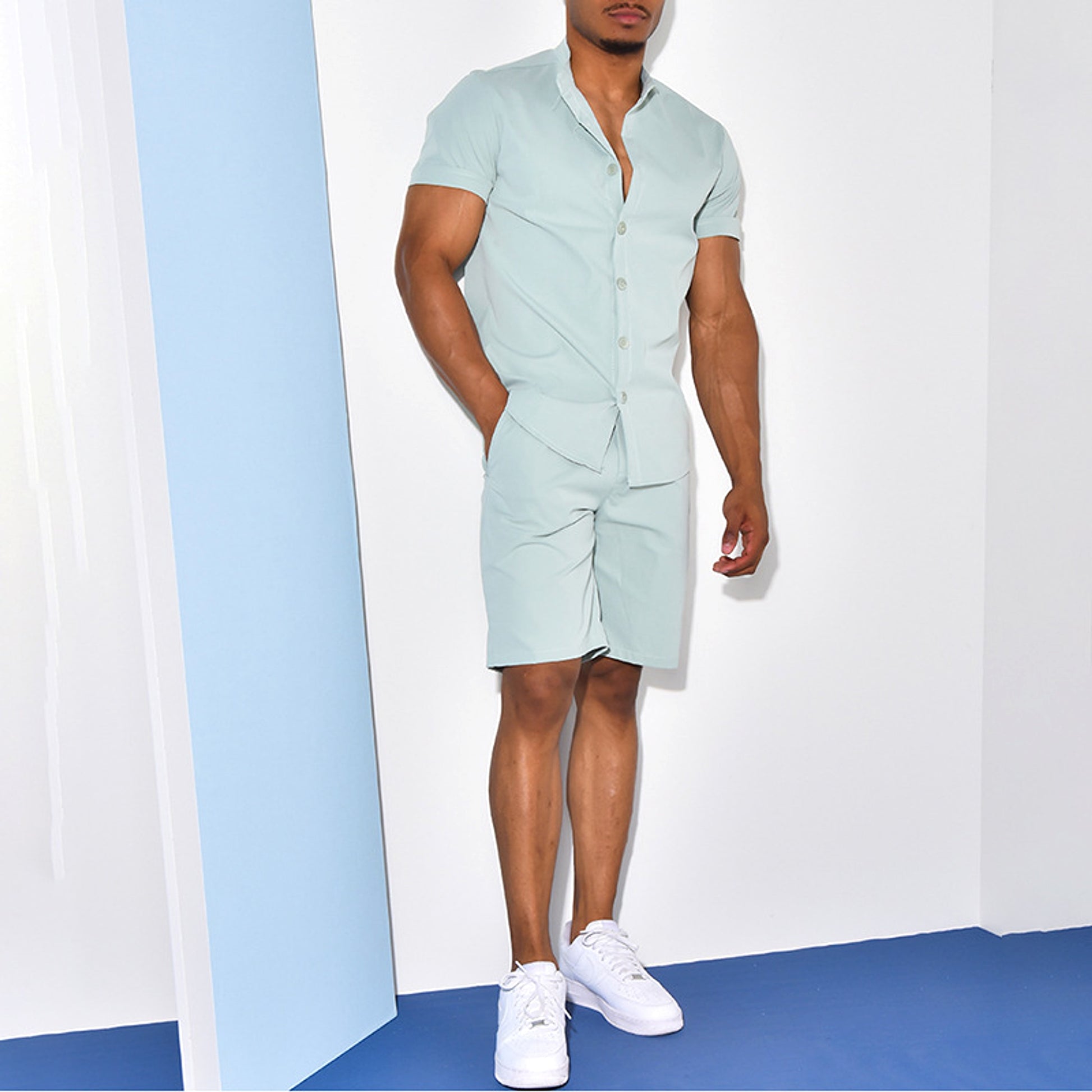 DressShirt Short Sleeve Two-piece Suit For Men - enhanced image 5