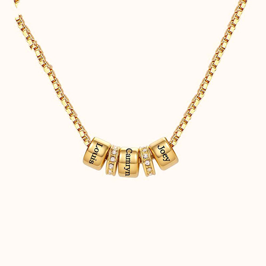 ✨ Personalized Diamond Bead Name Necklace – Your Story, Worn in Gold ✨ - enhanced image 5