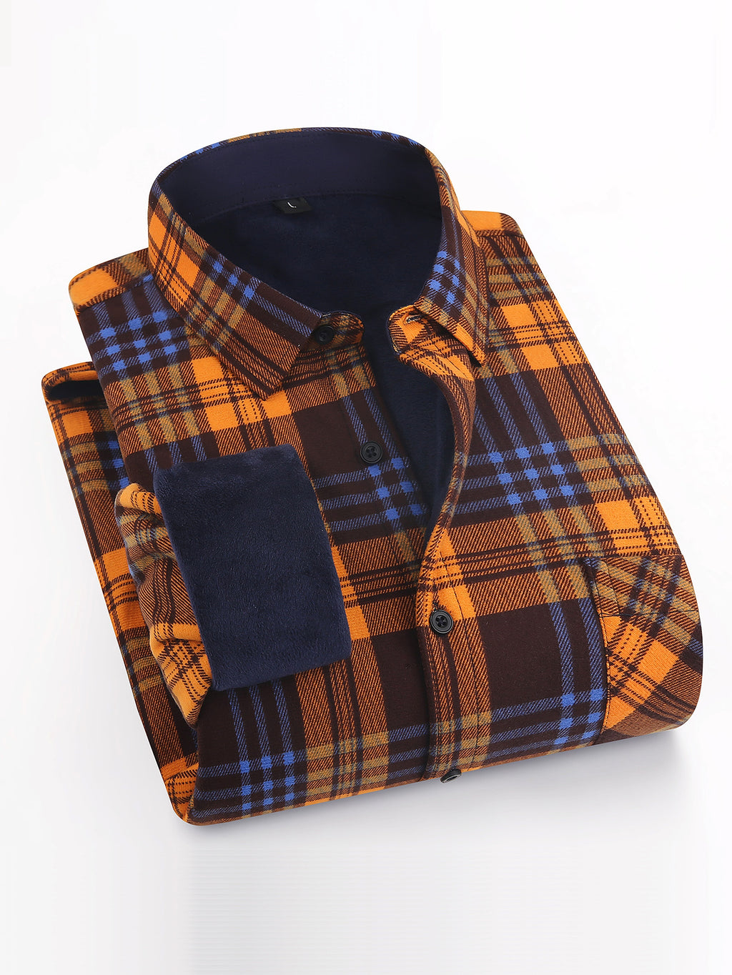 European And American Size Handsome Fleece-lined Thick Warm DressShirt - enhanced image 5