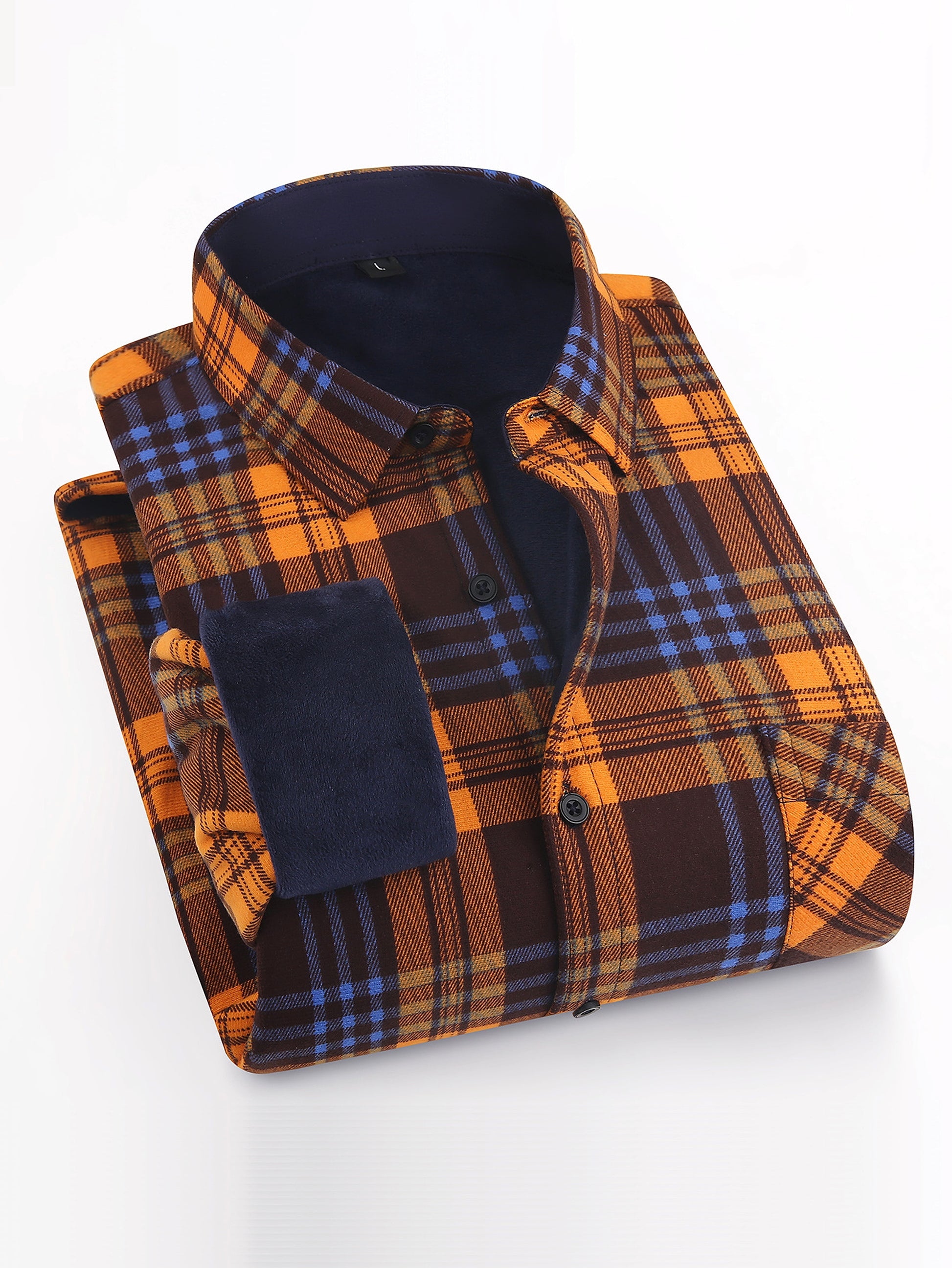 European And American Size Handsome Fleece-lined Thick Warm DressShirt - enhanced image 5