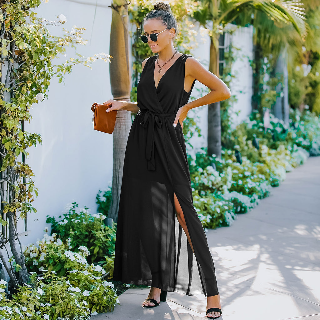 European And American V Neck Dress Women's Long Skirt - enhanced image 5