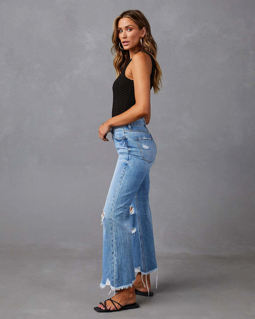 SkyFade™ – Ripped Wide-Leg High Waist Jeans - enhanced image 5