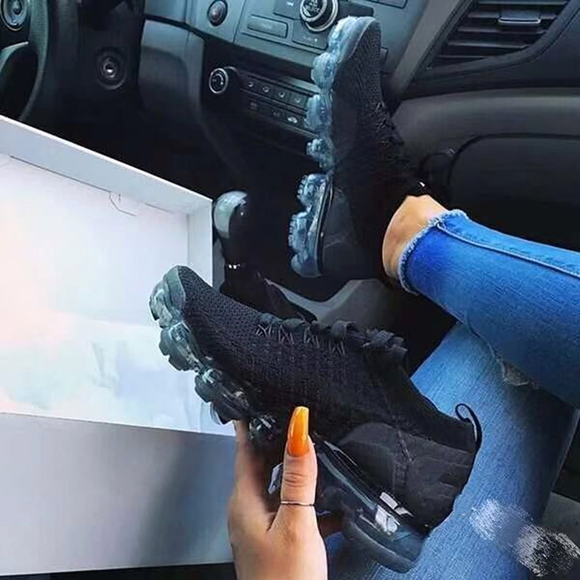 Explosive Style Flying Woven Air Cushion Sneakers Women - enhanced image 5