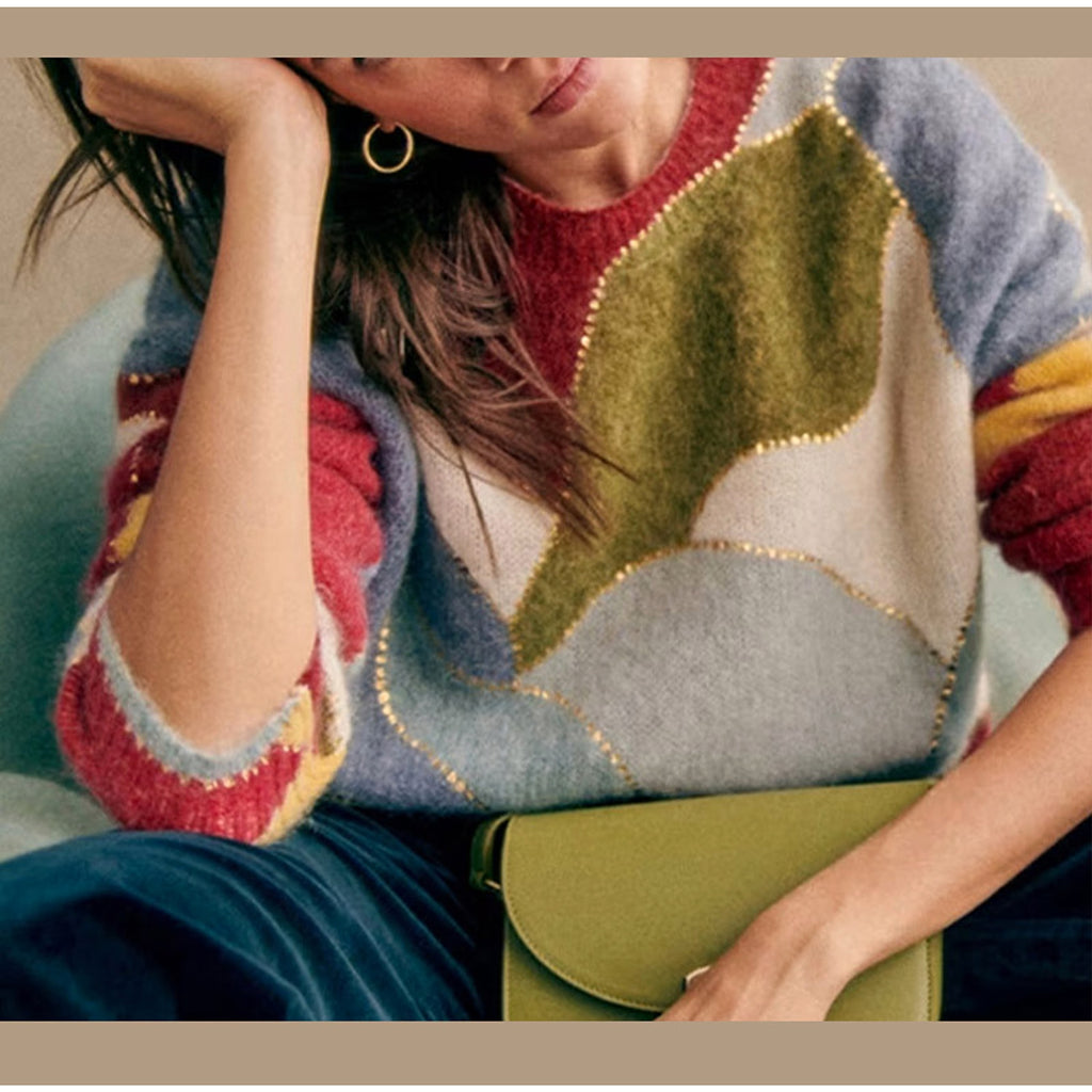 Fashion Elegant Crew Neck Pullover Sweater Women - enhanced image 5