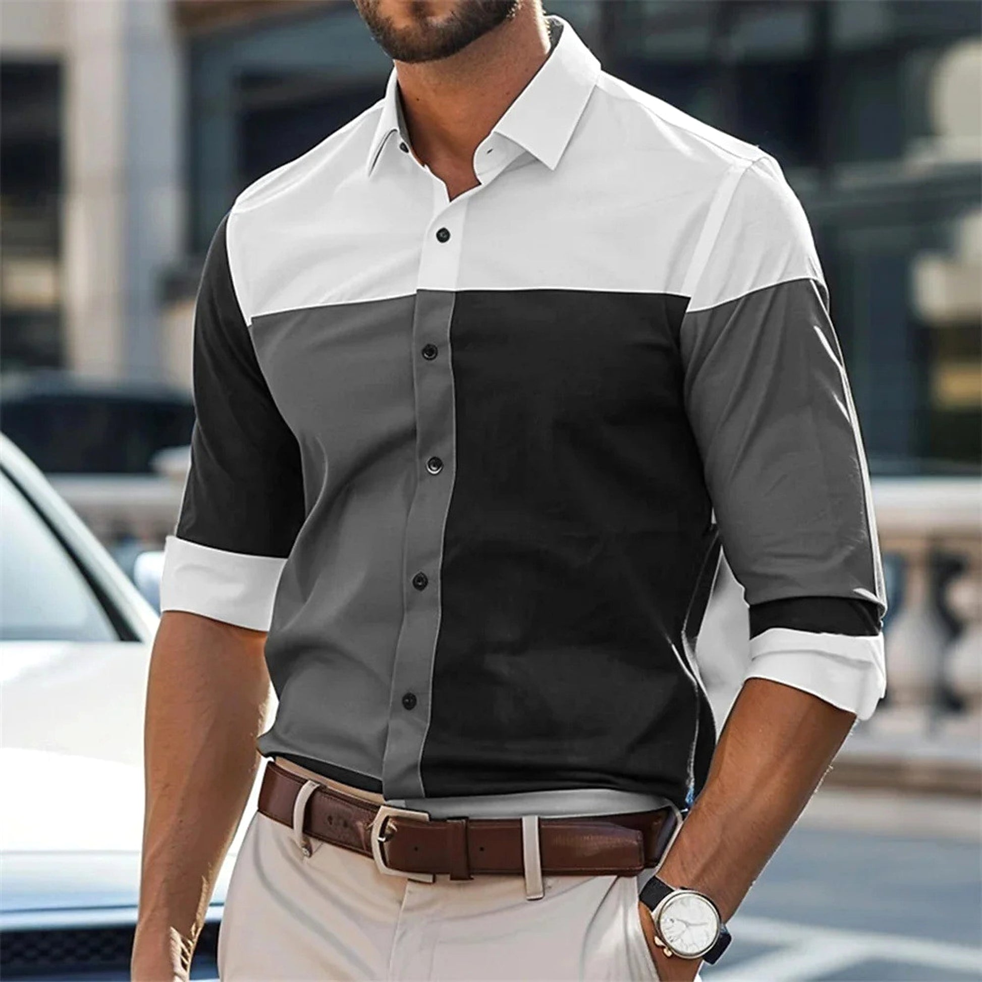 Fashion Personality Single Breasted All-matching Shirt Men - enhanced image 5