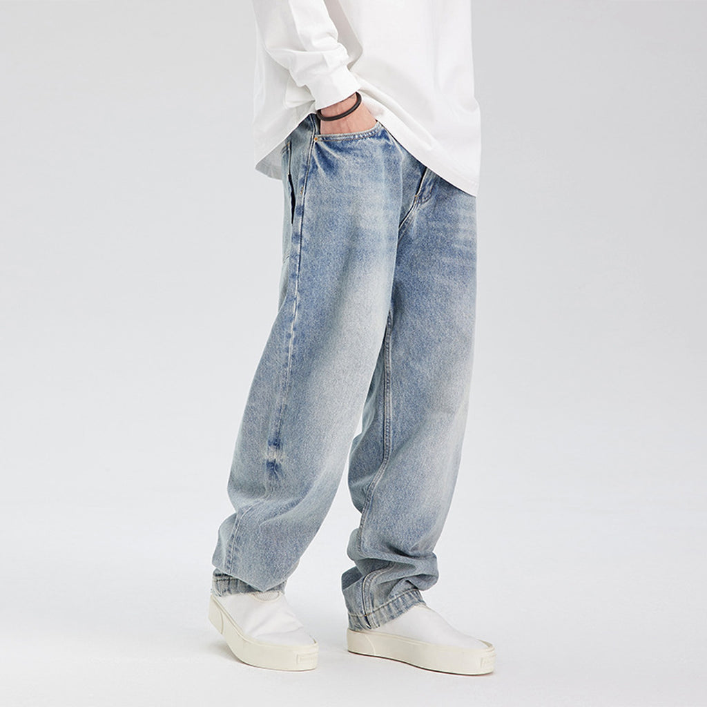 Fashion Retro Distressed Washed Jeans Men - enhanced image 5
