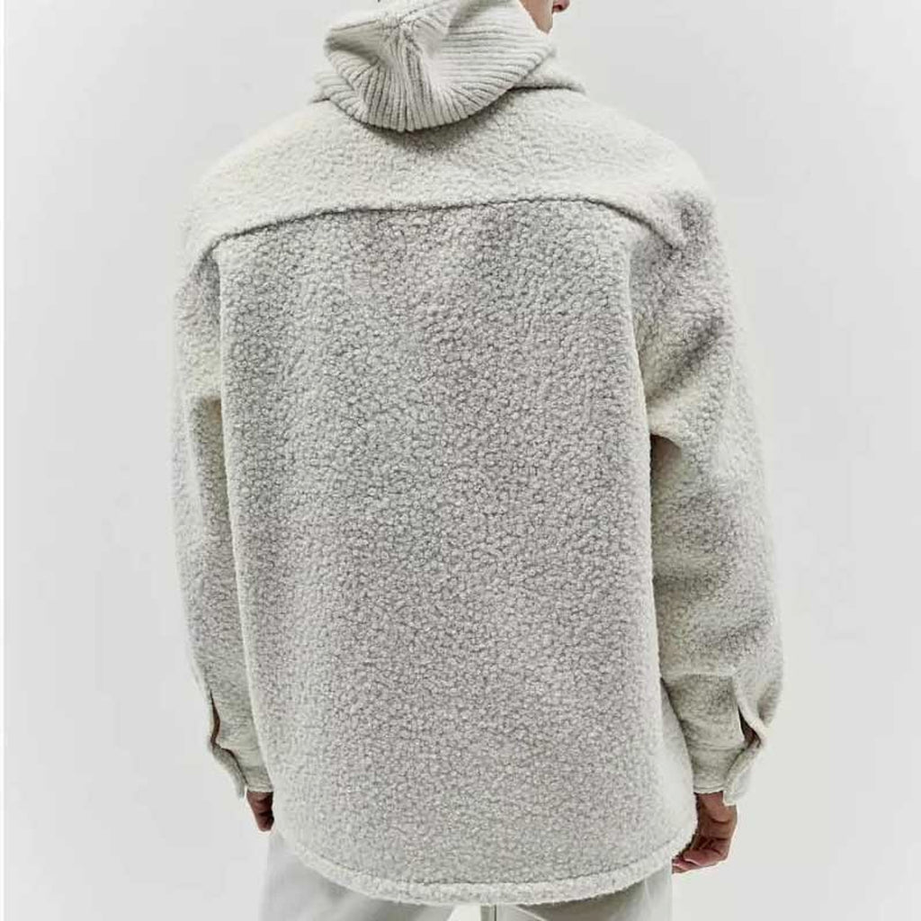 Fashion Solid Color Polo Collar Casual Lamb Wool Coat - enhanced image 5
