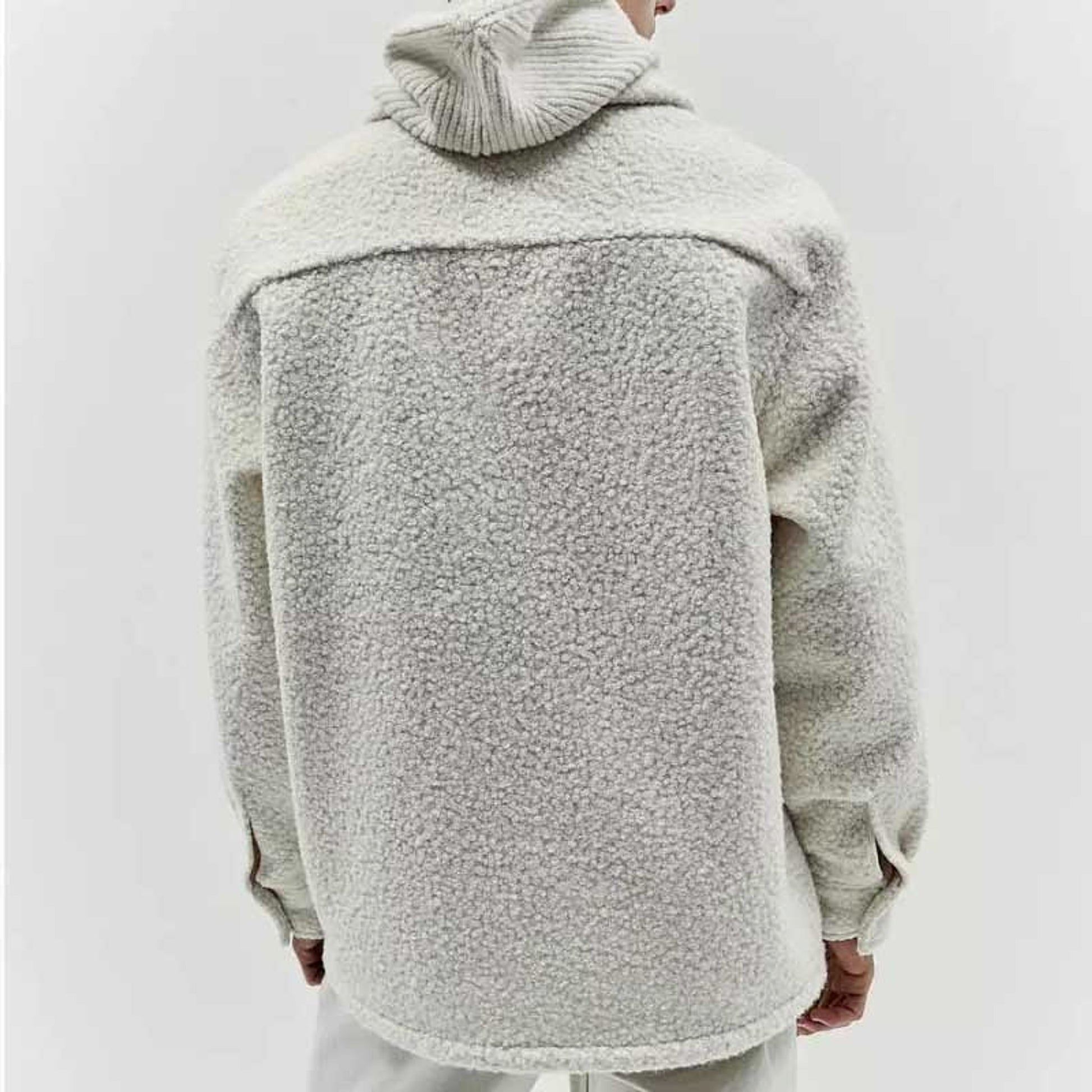 Fashion Solid Color Polo Collar Casual Lamb Wool Coat - enhanced image 5