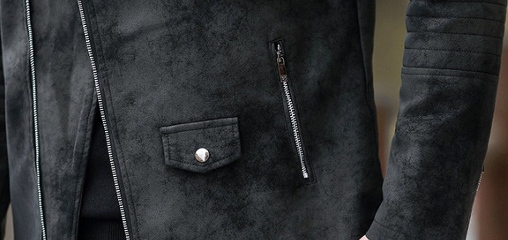 Fashion Velvet Padded Leather Coat Men's Suit Collar Jacket - enhanced image 5