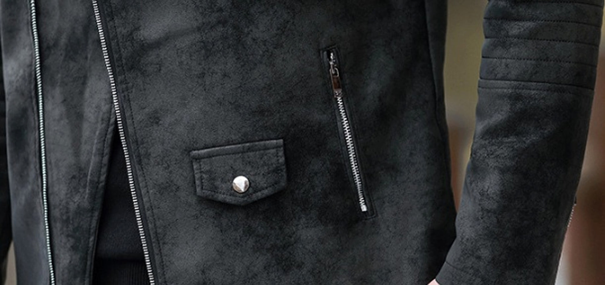 Fashion Velvet Padded Leather Coat Men's Suit Collar Jacket - enhanced image 5