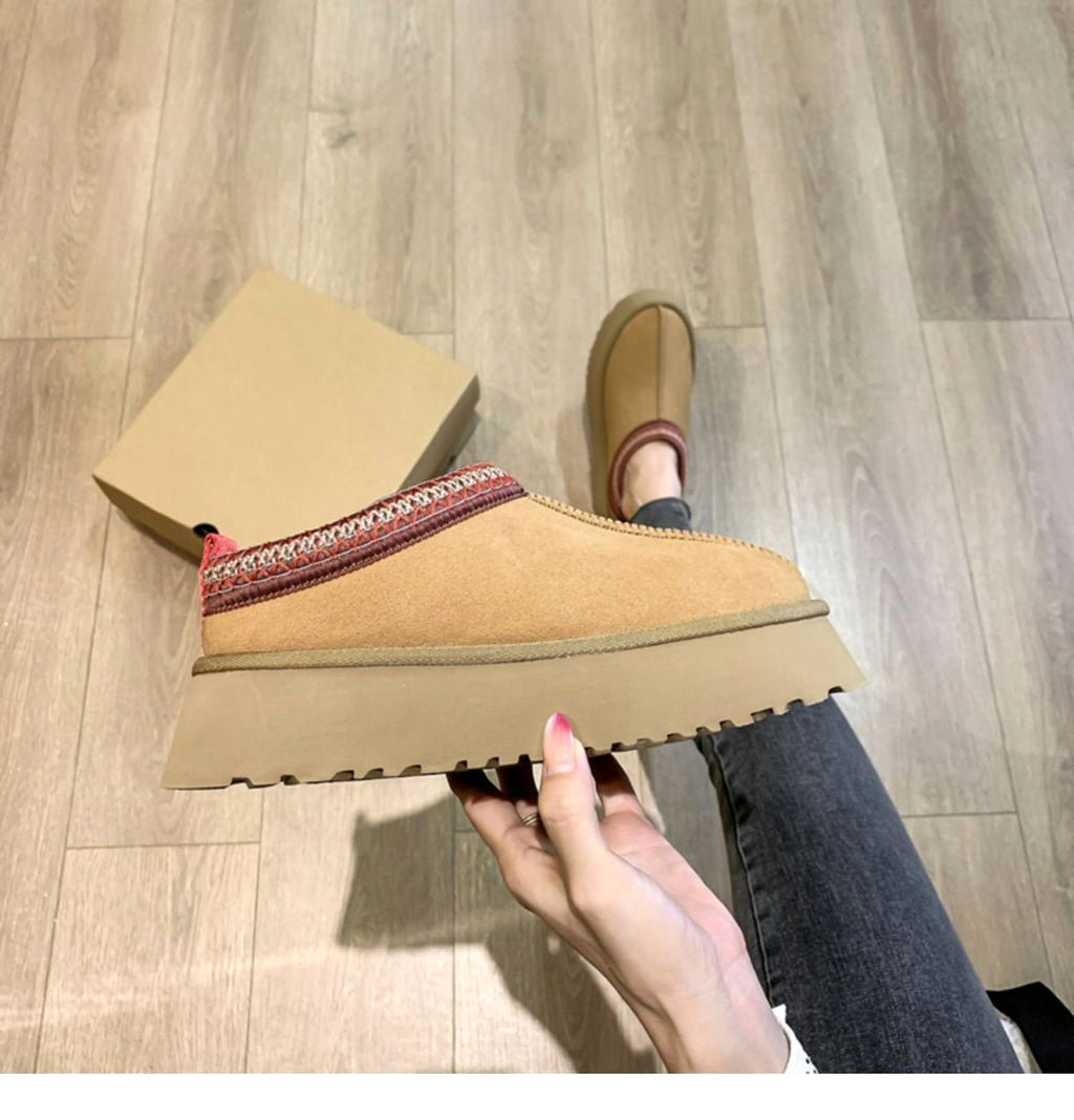 Fleece-lined Warm Slugged Bottom Half Slippers Casual Cotton-padded Shoes - enhanced image 5