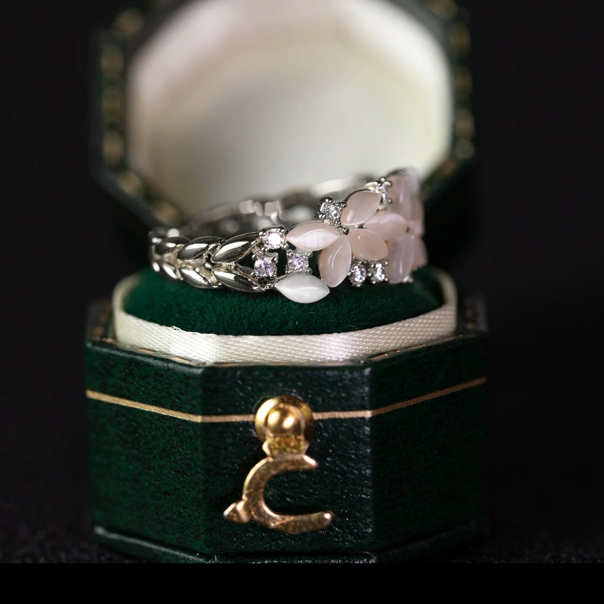 Elegance Blossom: Vintage Floral Wedding Ring - enhanced image 5