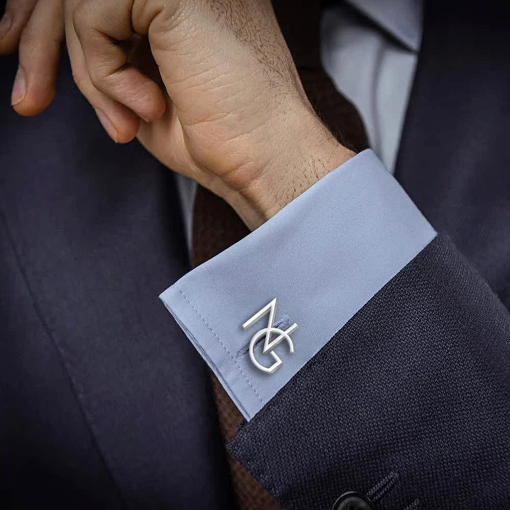 Handmade Frosted Personalized Name Cufflinks – Custom Initial Letter Cufflinks - enhanced image 5