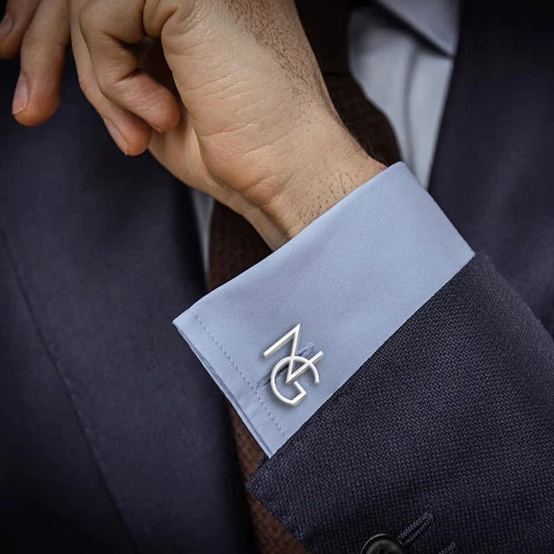 Handmade Frosted Personalized Name Cufflinks – Custom Initial Letter Cufflinks - enhanced image 5