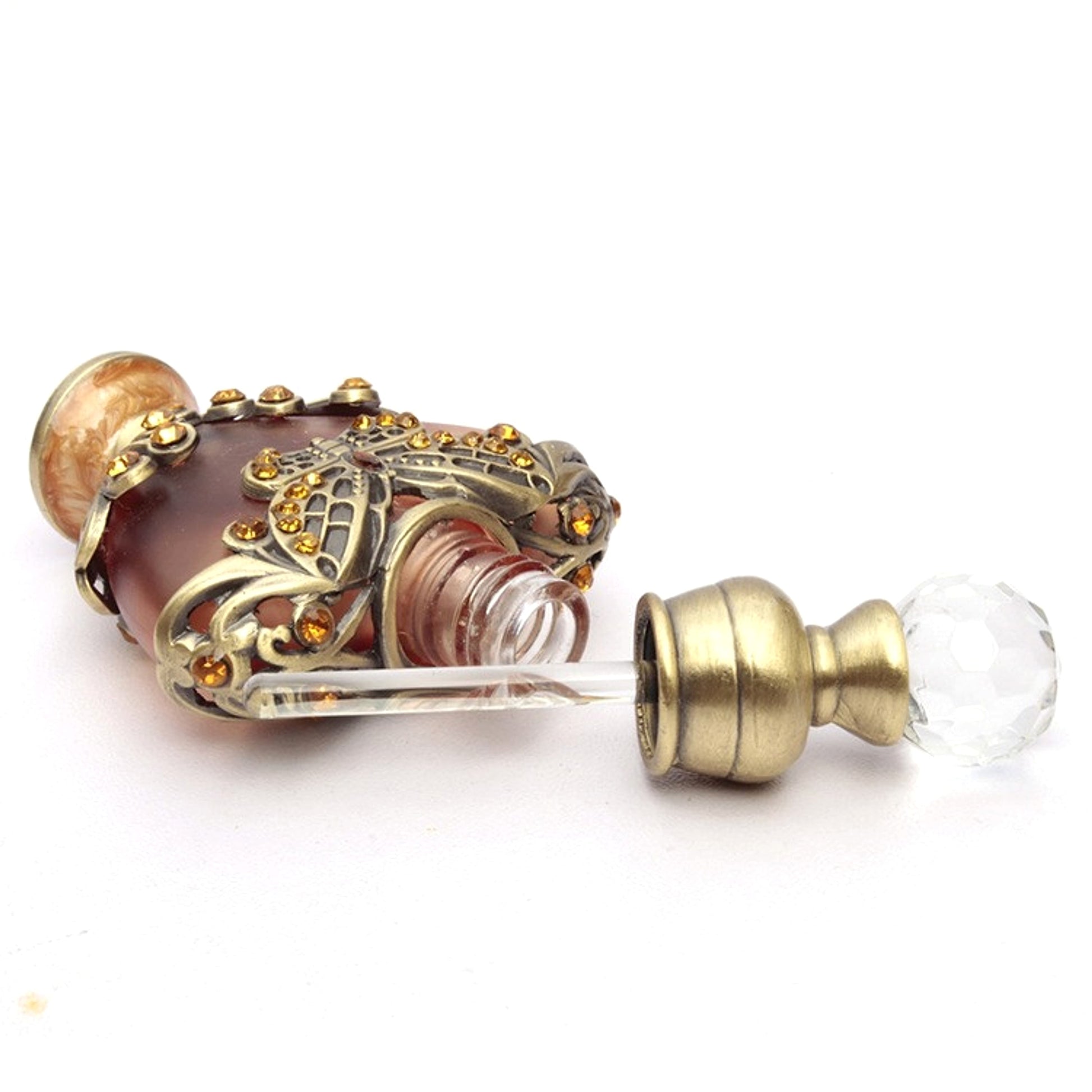Heart-shaped Middle East Perfume Bottle with Colored Stones Single Bottle - enhanced image 5