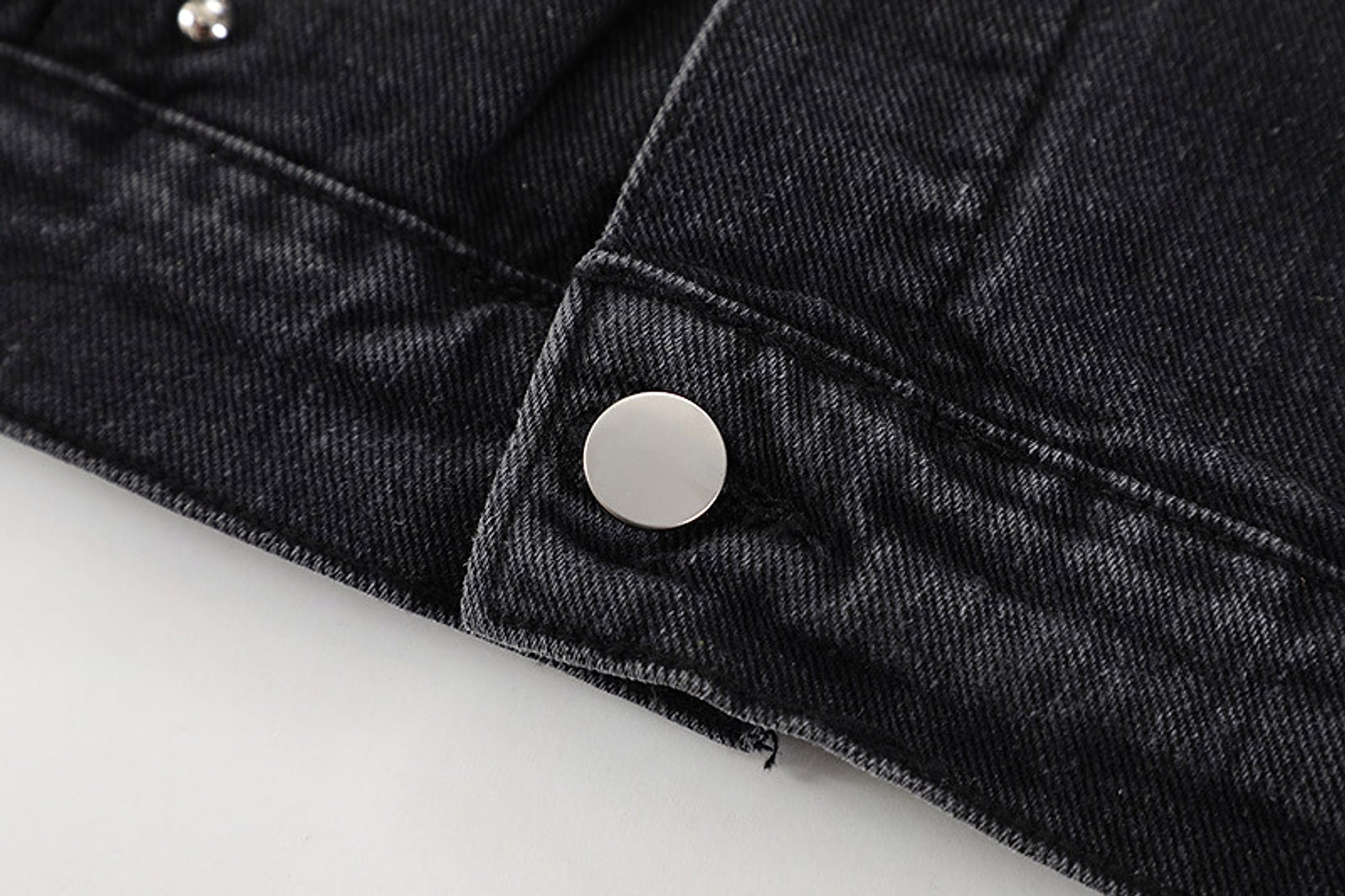 Heavy Beaded Black Denim Jacket For Men And Women - enhanced image 5