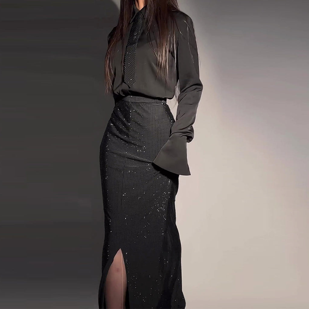 Heavy Industry Hot Diamond Split Wrap Hip Skirt Set - enhanced image 5