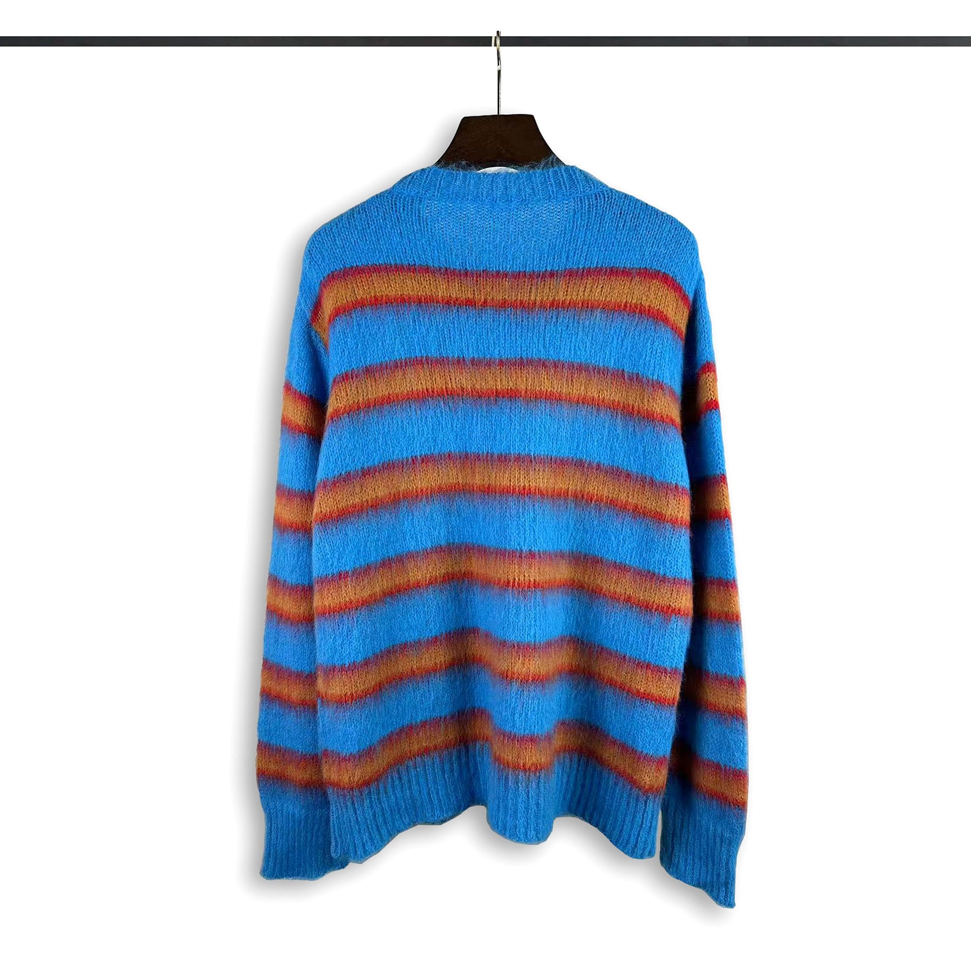 High Street American Style Trend Loose Striped Sweater Men - enhanced image 5