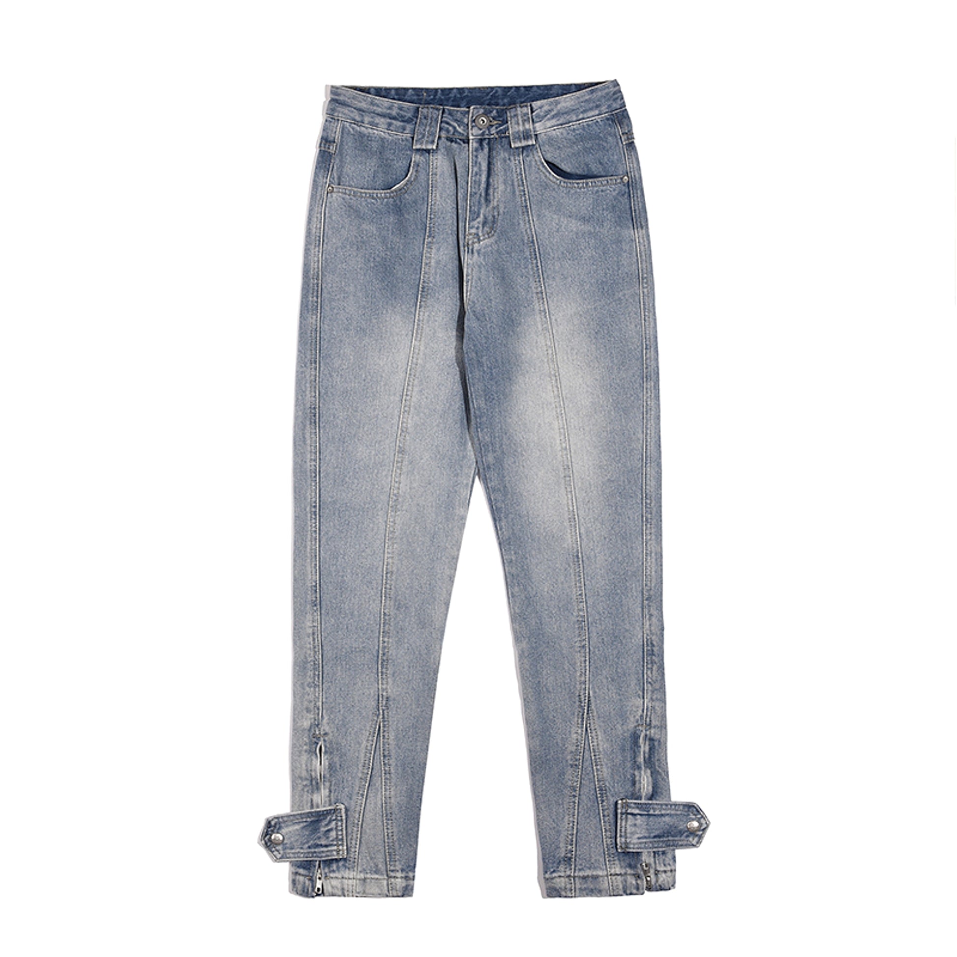 High Street Distressed 3D Cut Jeans With Side Zipper Men - enhanced image 5