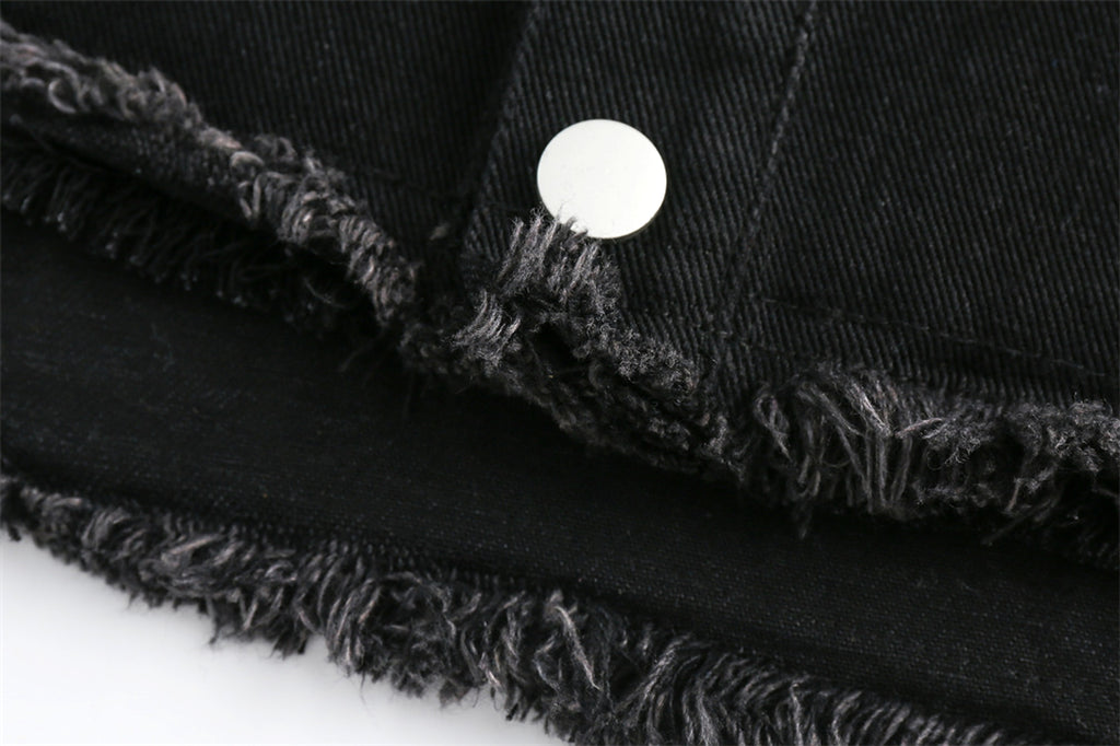 High Street Fashion Brand Hip Hop Rock Rivet Decorative Denim Jacket - enhanced image 5