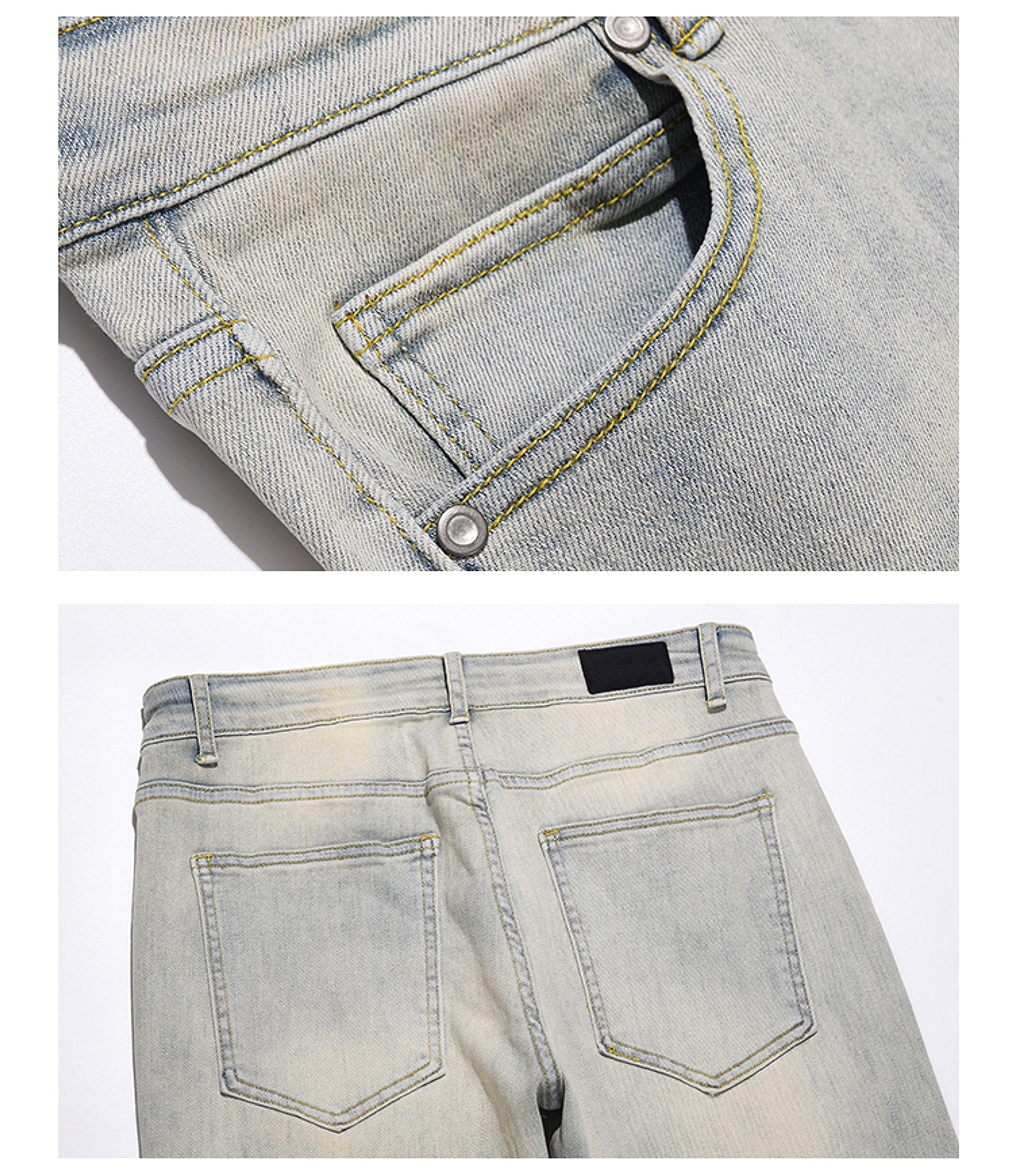 High Street Yellow Mud Washed And Distressed Men's Casual Pants - enhanced image 5