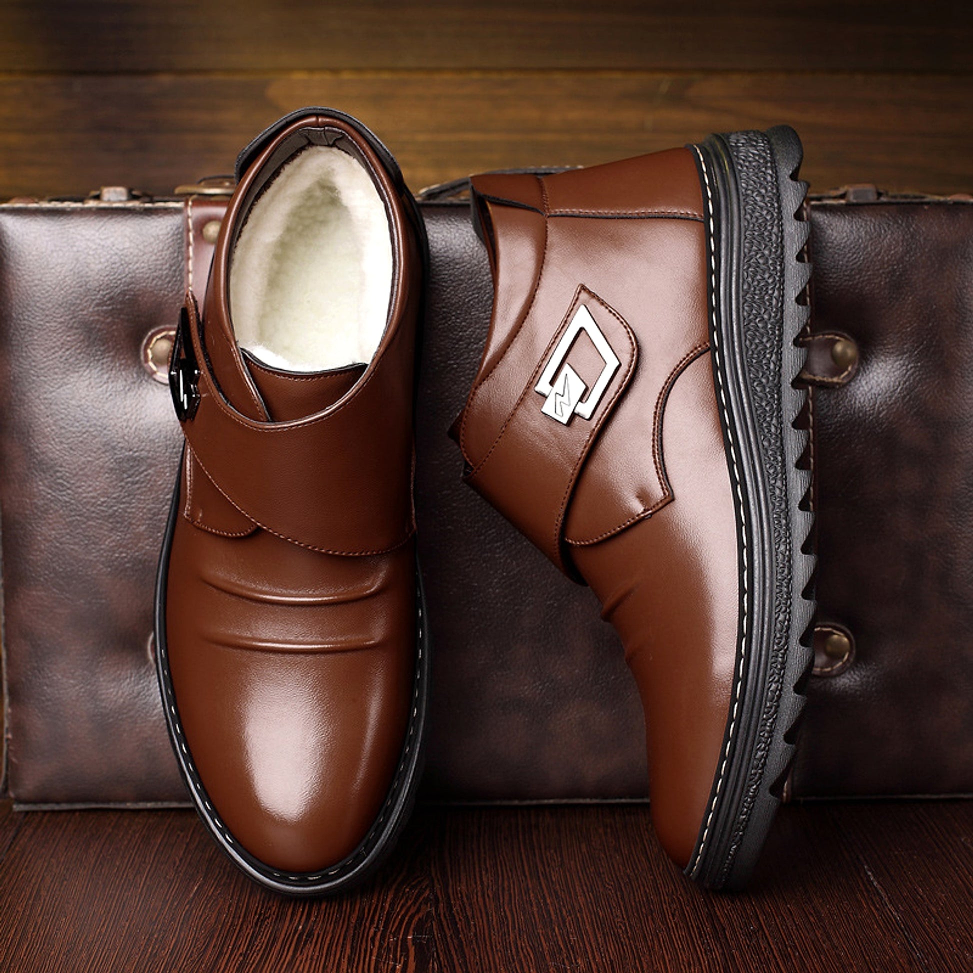 High-top shoes plus cashmere men's shoes - enhanced image 5