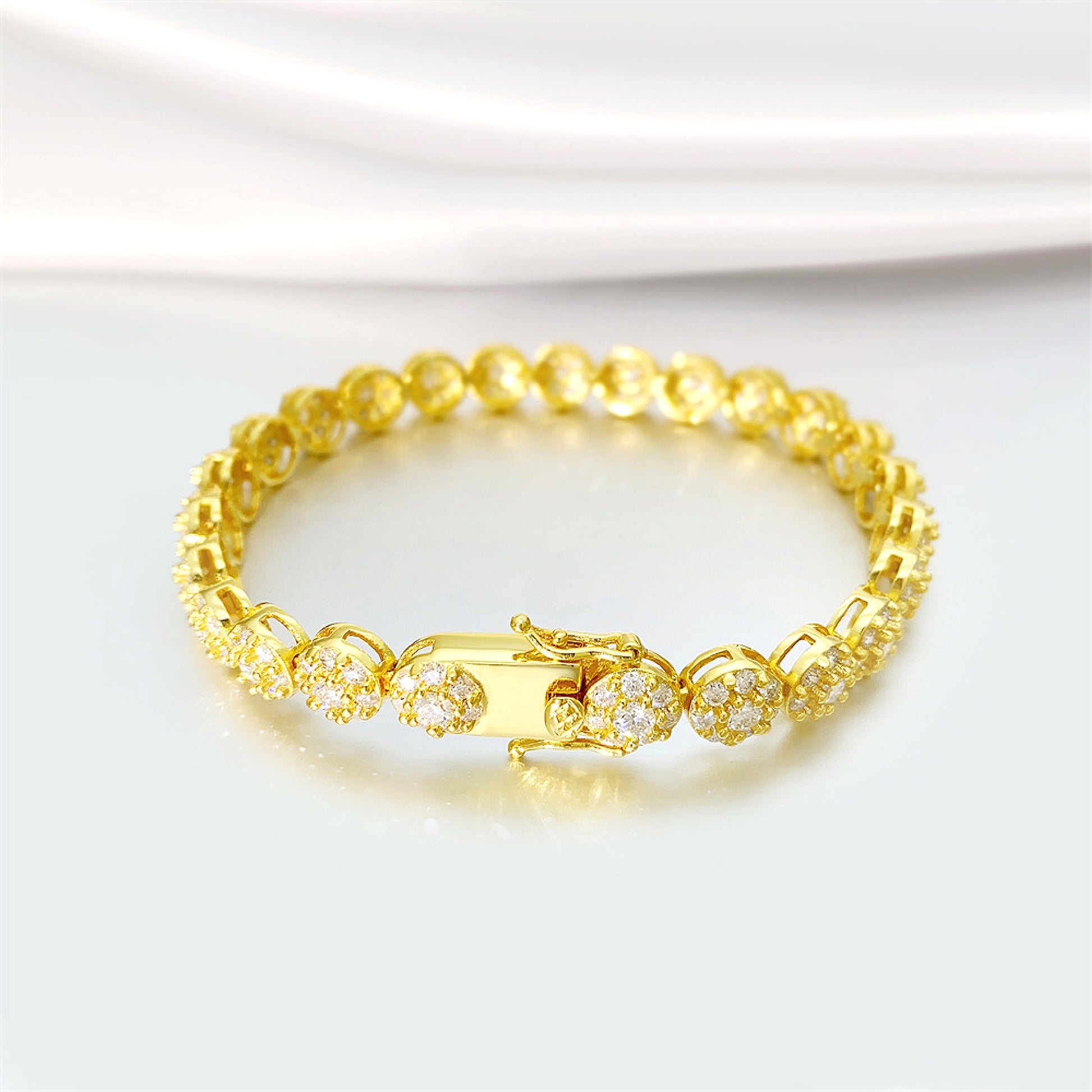 Hip Hop 925 Silver Tennis Chain Moissanite Bracelet - enhanced image 5