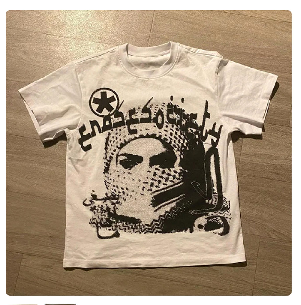 Hip Hop Loose Gothic Junk Pattern Printed T-shirt Men - enhanced image 5