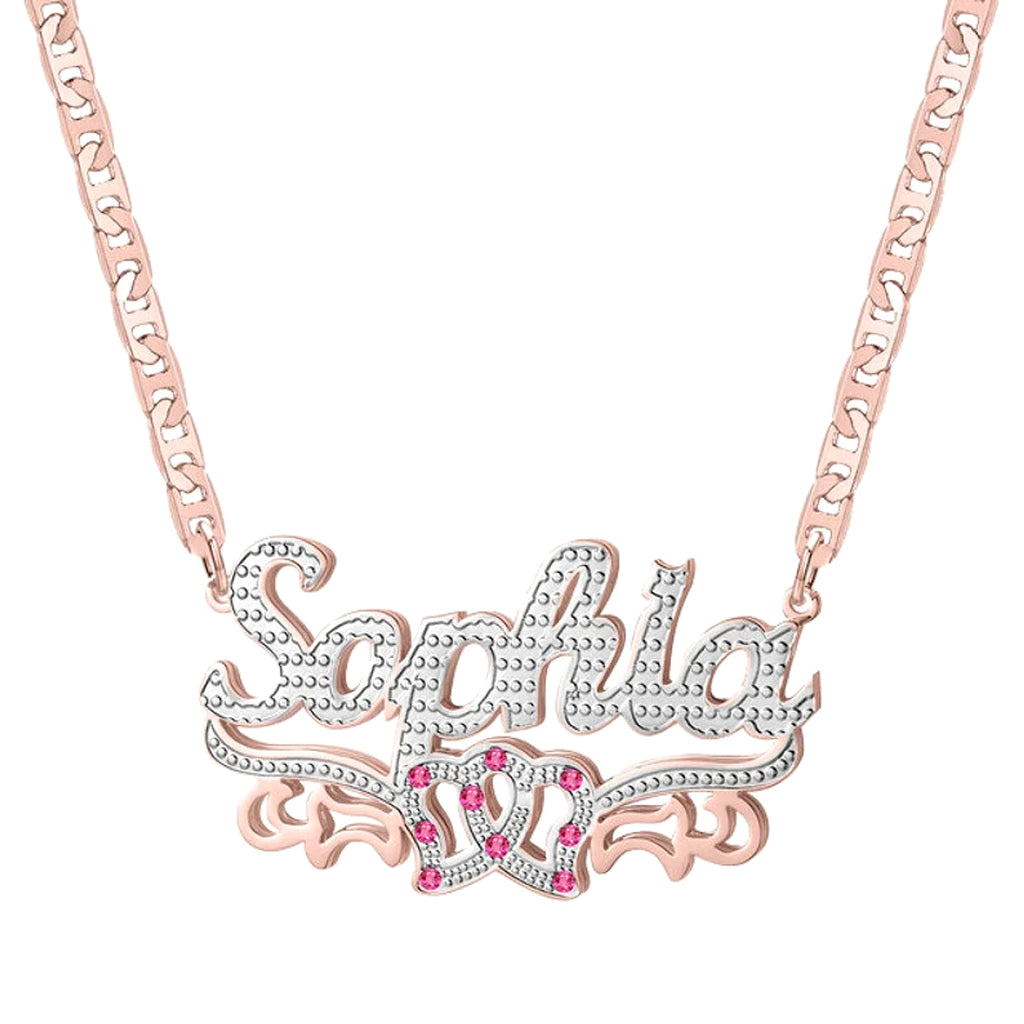 Hip Hop Trendy Two Tone Letter Necklace - enhanced image 5