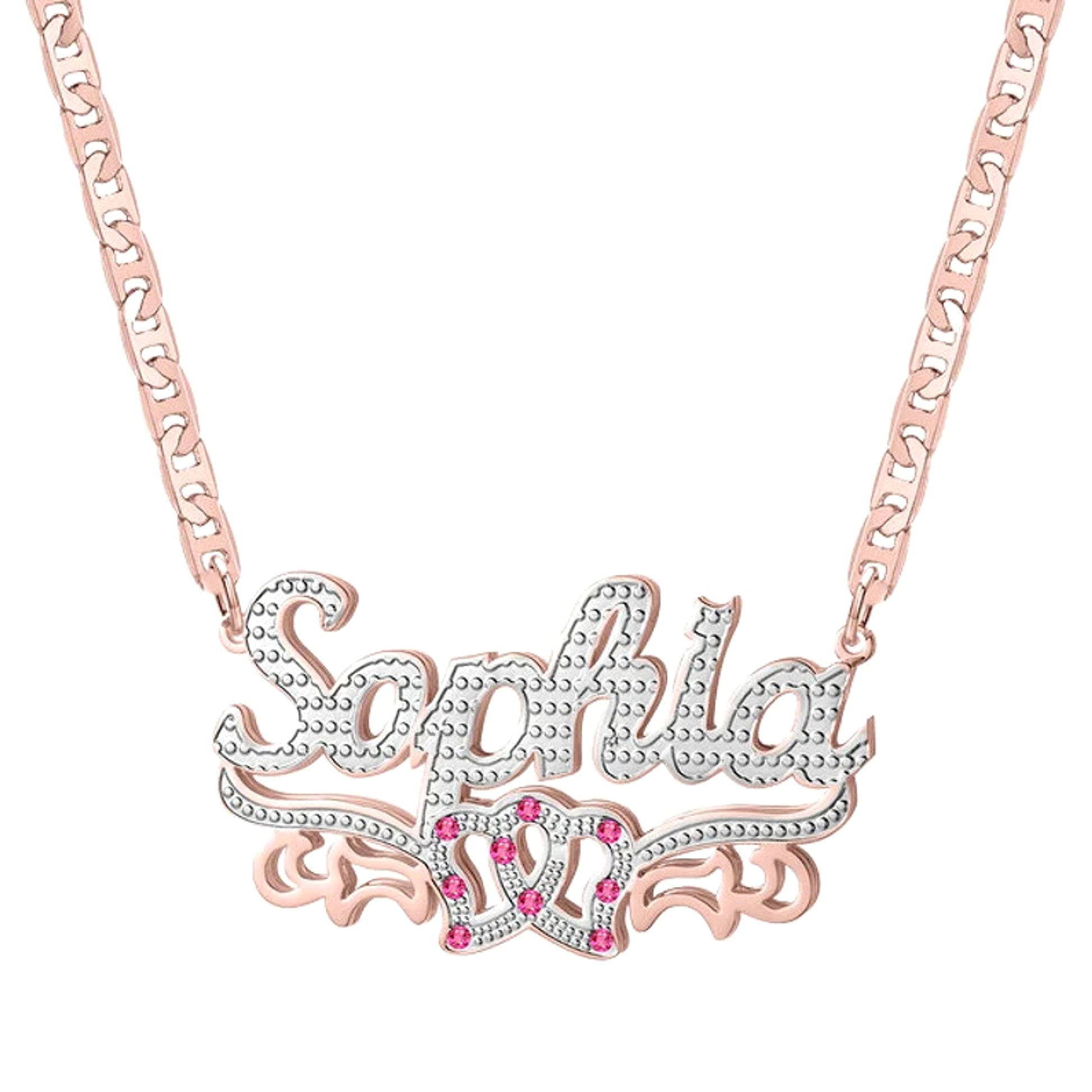 Hip Hop Trendy Two Tone Letter Necklace - enhanced image 5