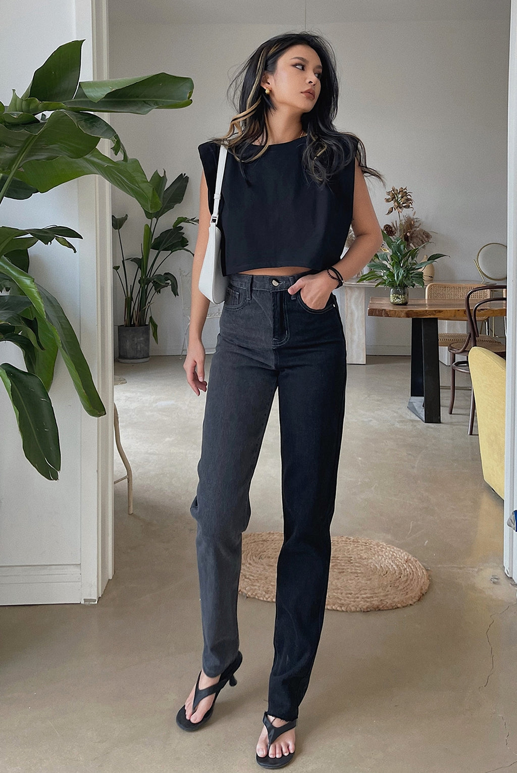 Jeans Look Thin Straight Trousers Women - enhanced image 5