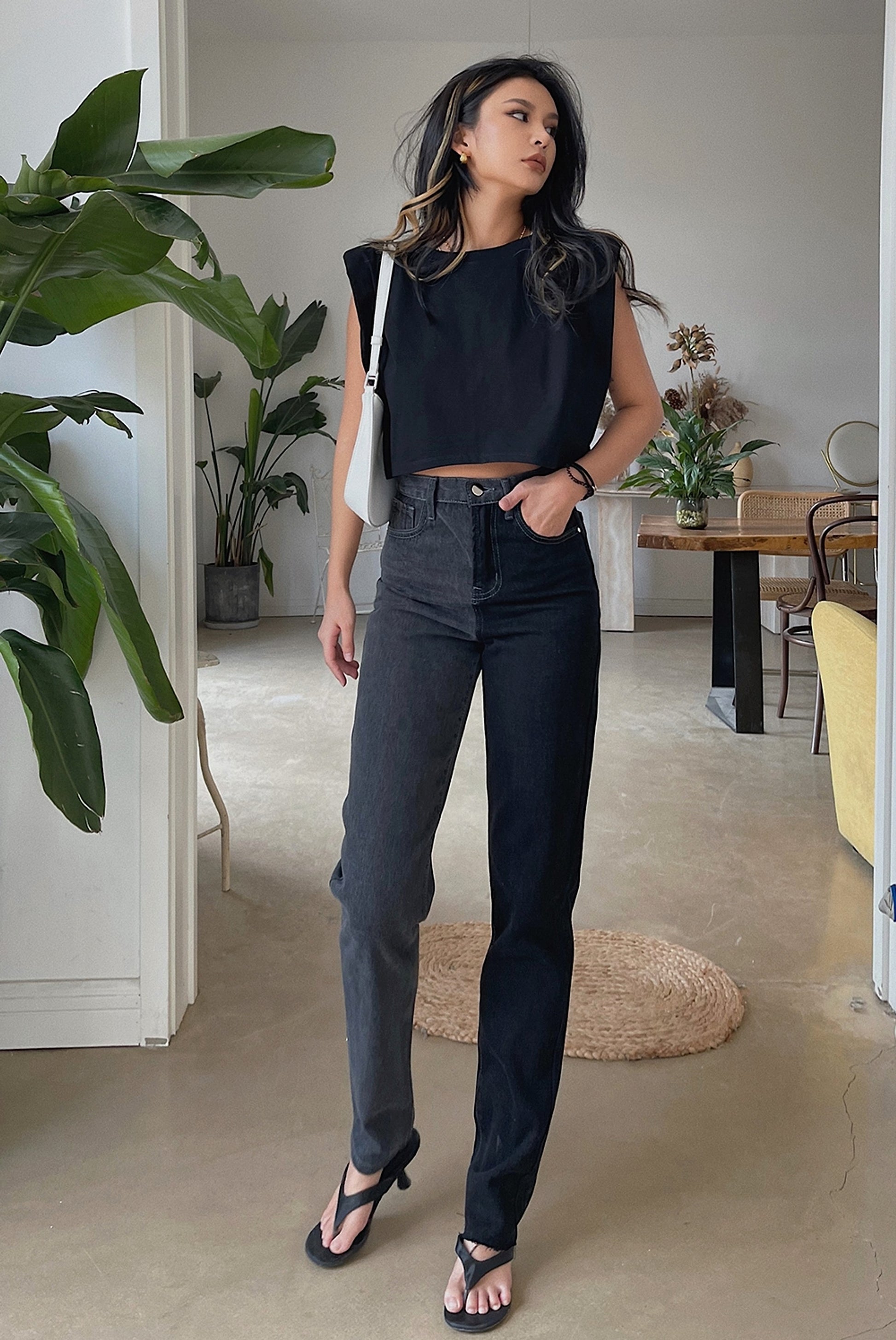 Jeans Look Thin Straight Trousers Women - enhanced image 5