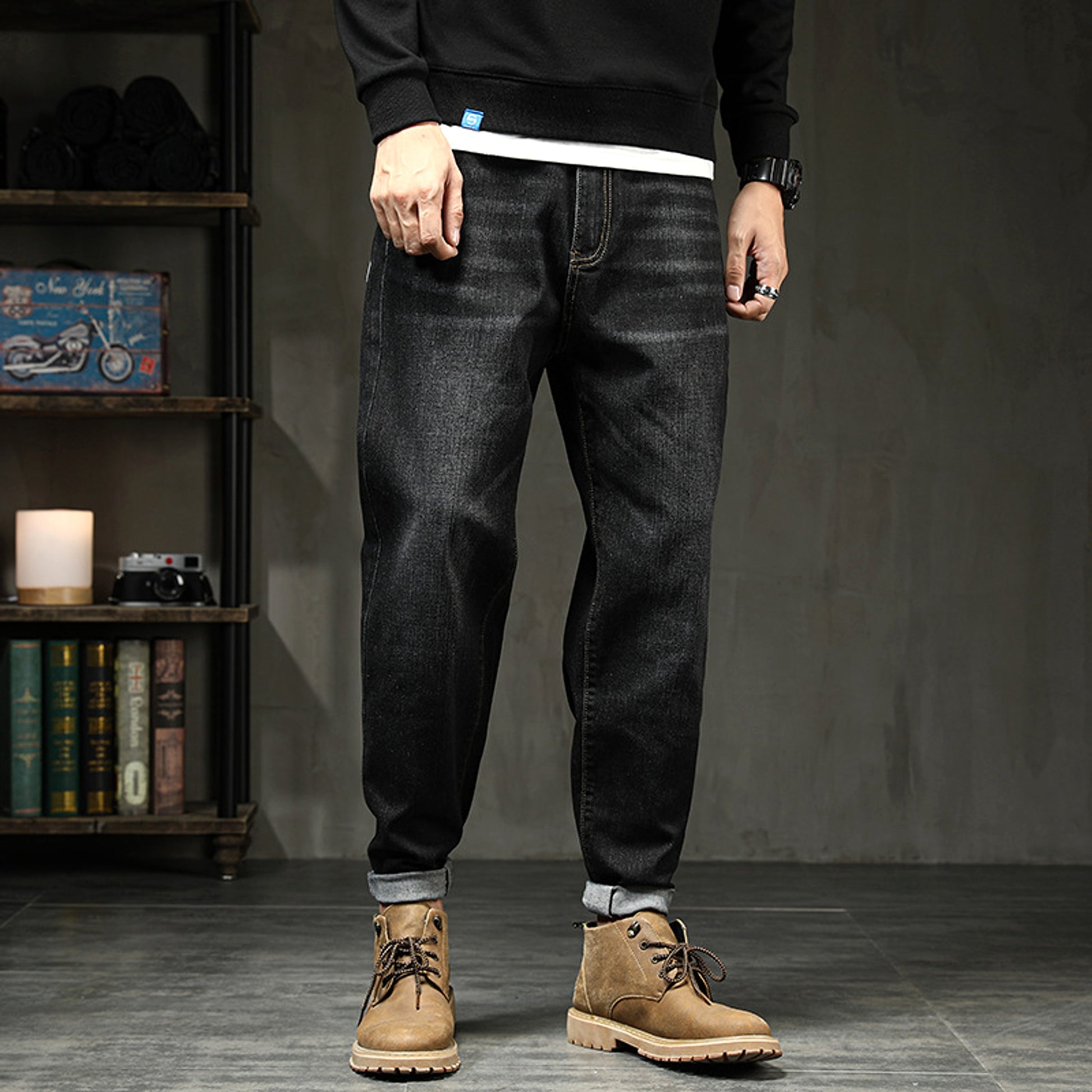 Jeans Loose Plus Fat Plus Size Harem Trousers Stretch Feet Jeans Men - enhanced image 5