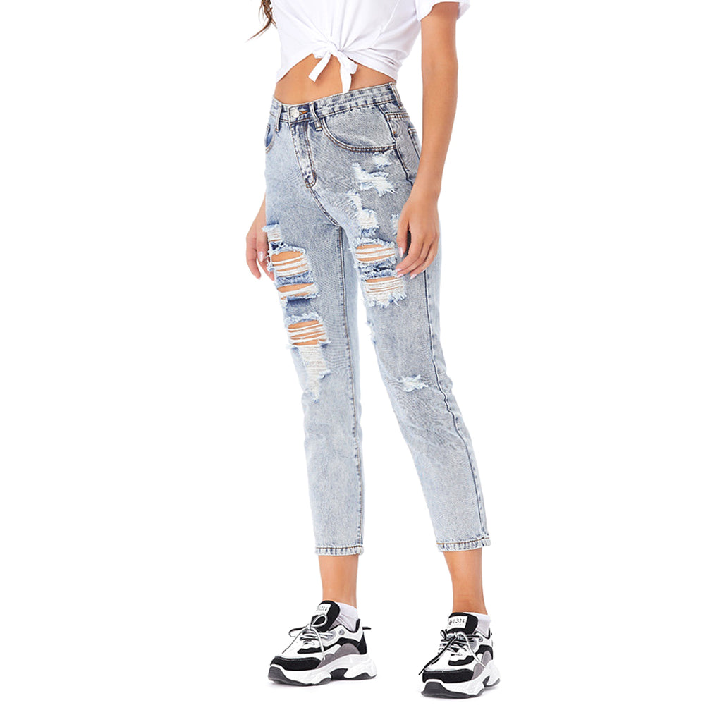Jeans Women's Ripped Spring Casual Loose Jeans - enhanced image 5