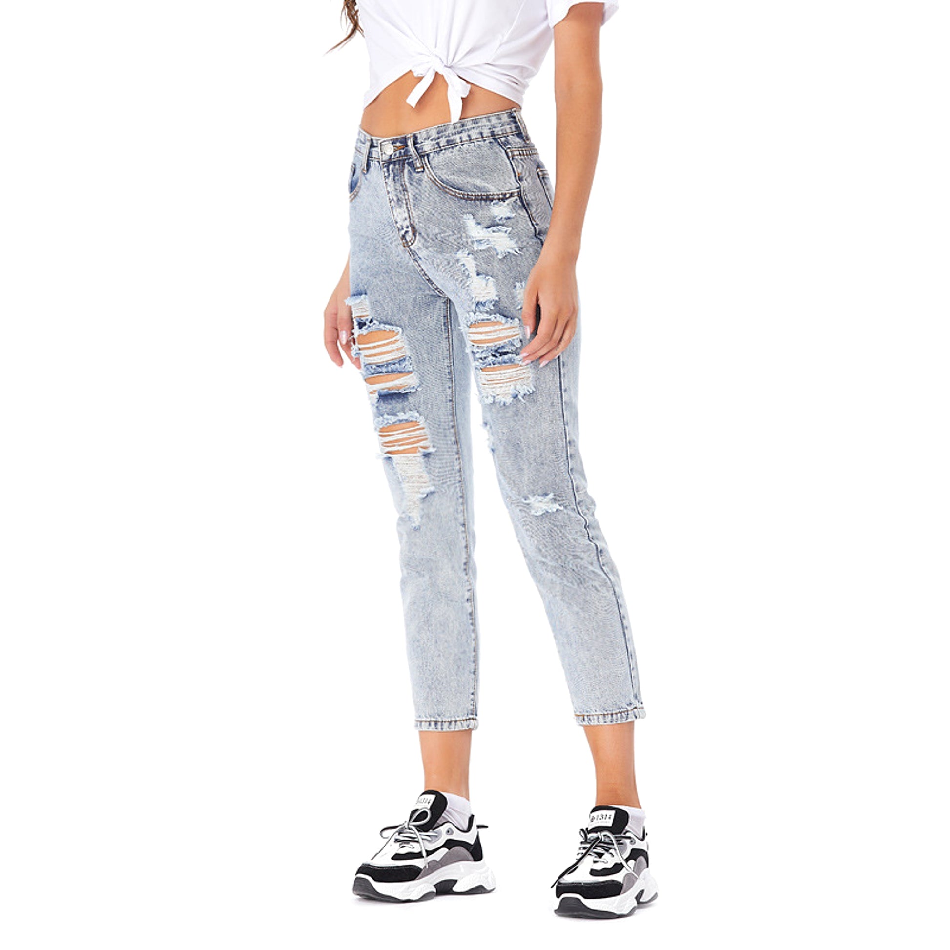 Jeans Women's Ripped Spring Casual Loose Jeans - enhanced image 5