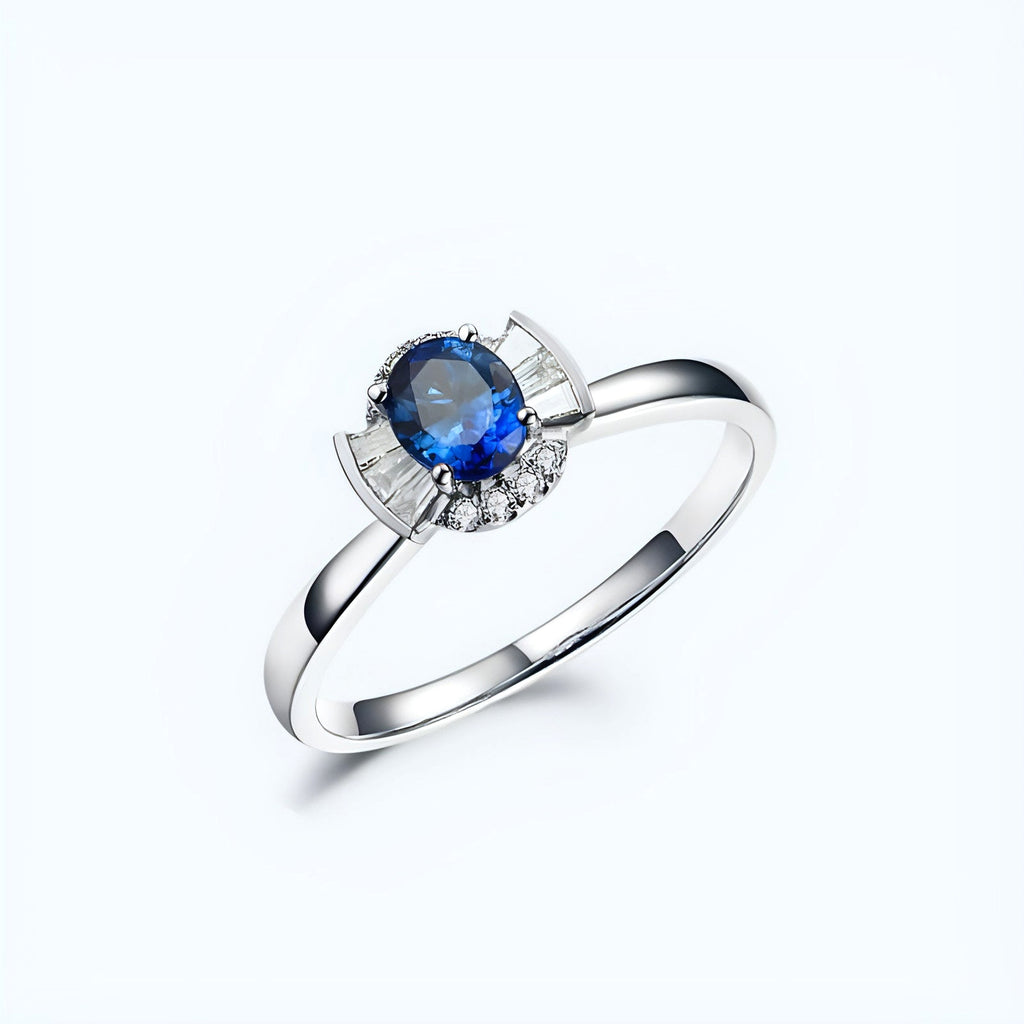 Sapphire & Diamond Inlaid 18K Gold Women's Ring - enhanced image 5
