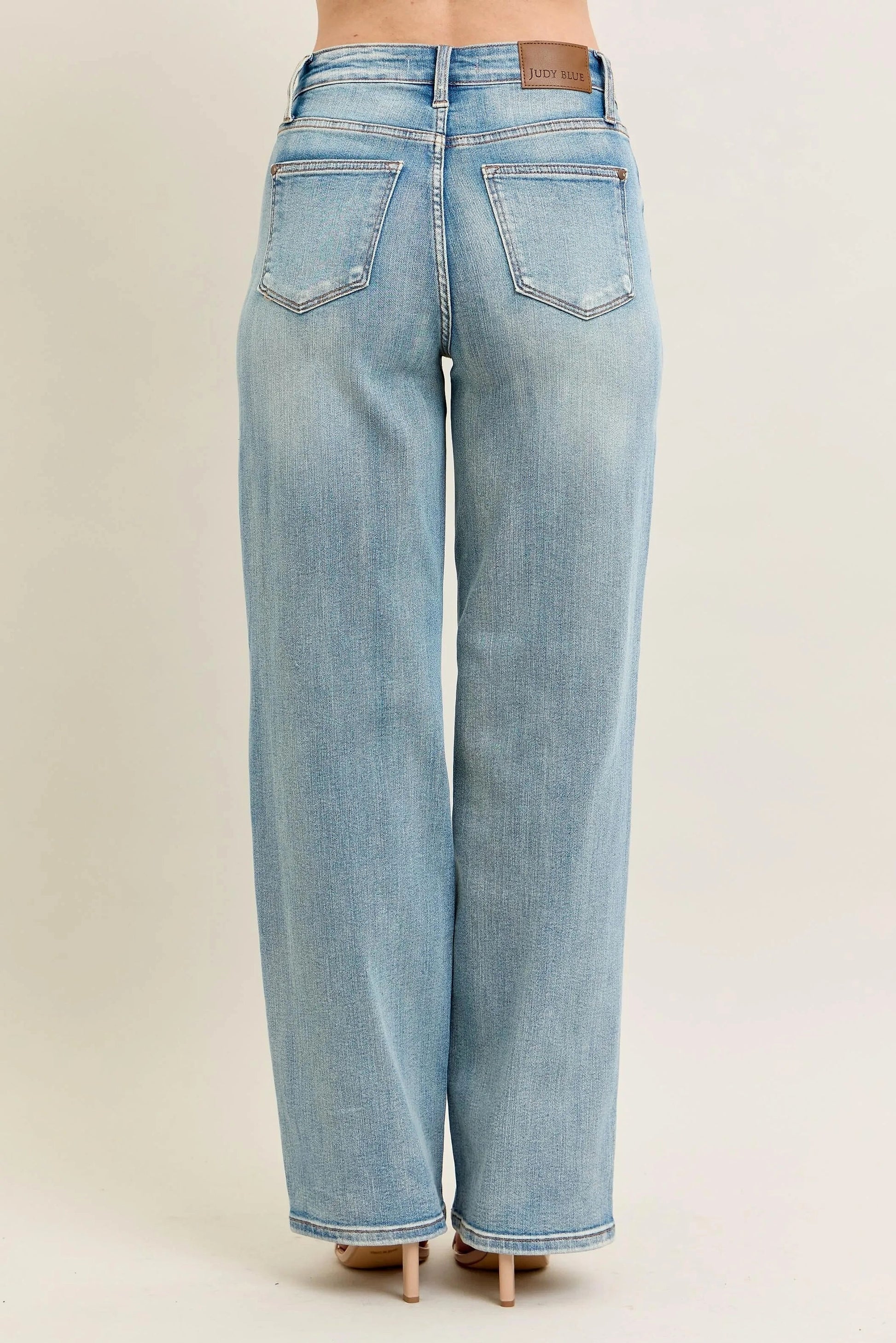 Judy Blue Full Size Hw Destroy & Knee Patch Straight Jeans Plus Size - enhanced image 5