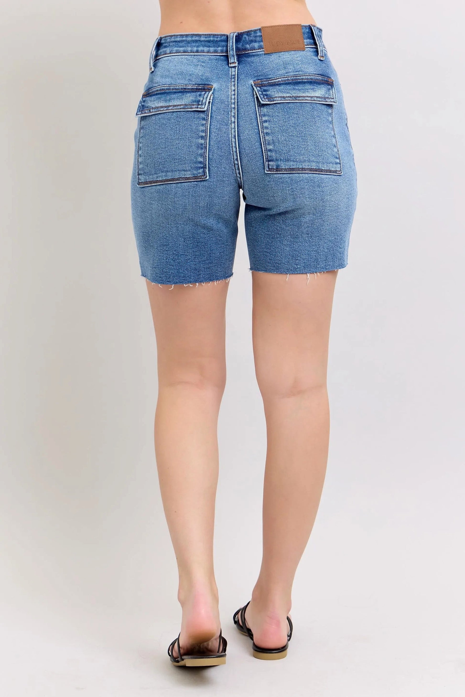 Judy Blue Full Size Mid Rise Bermudas Denim Shorts W/ Back Flap Pockets Plus Size - enhanced image 5