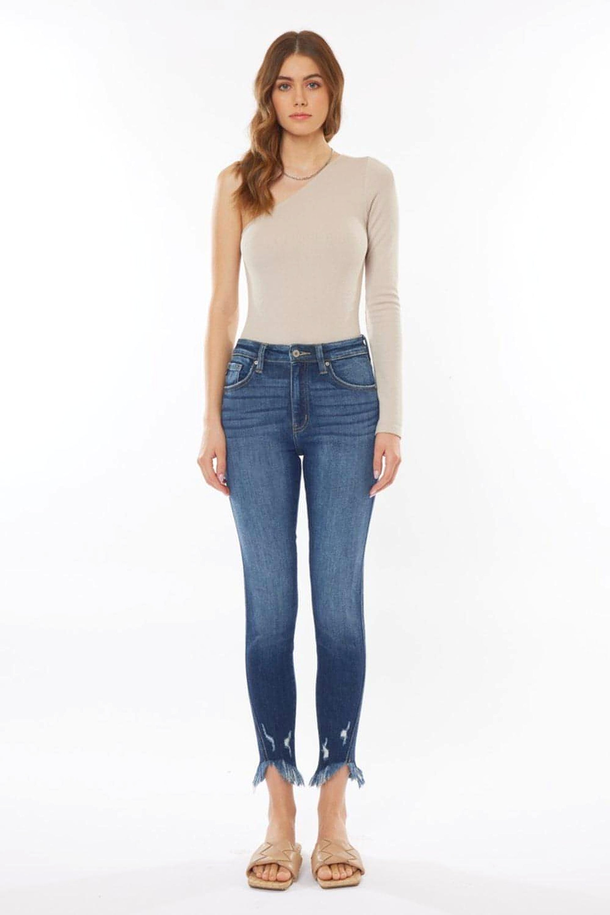 Kancan Raw Hem High Waist Cropped Jeans - enhanced image 5