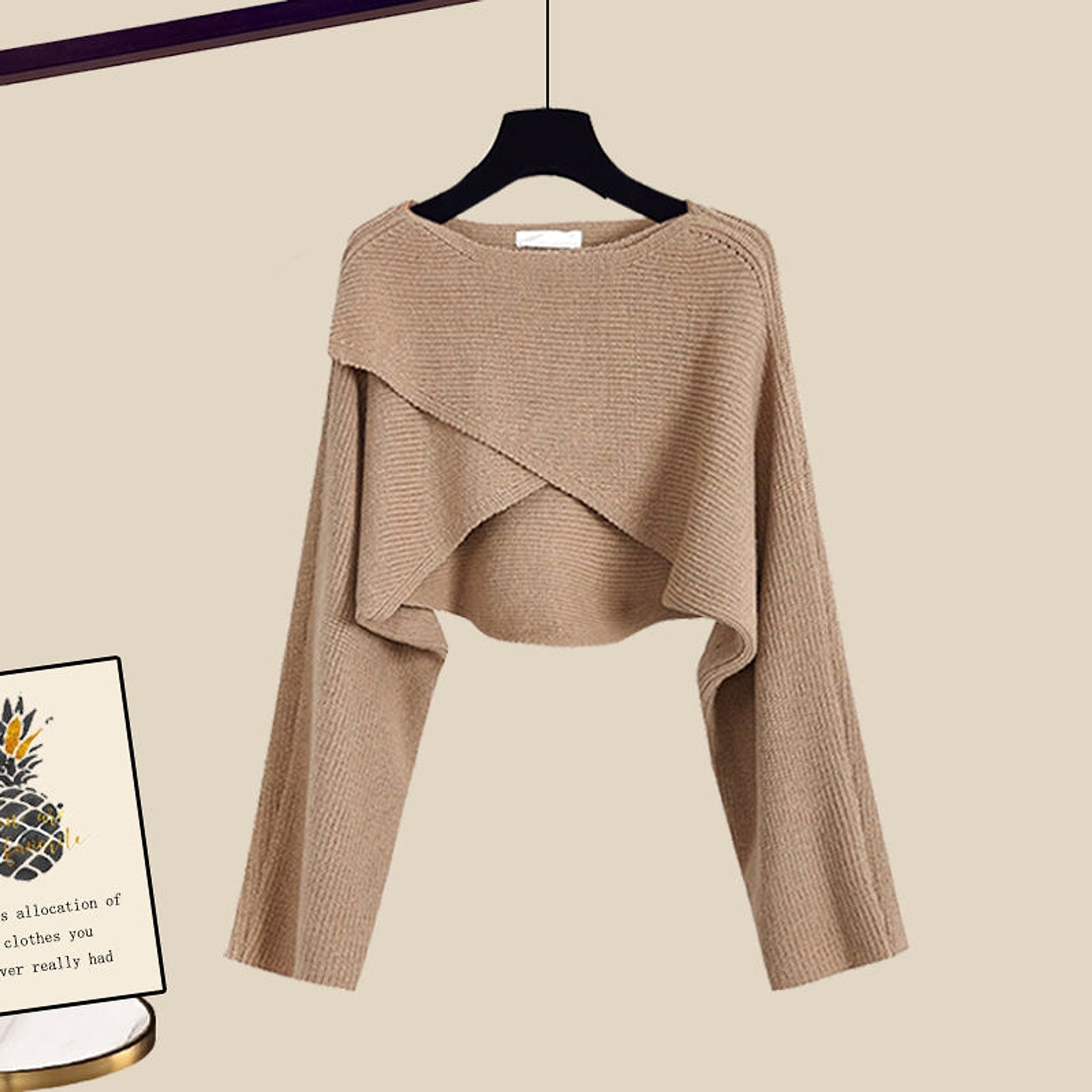 A.1 Knitted Sweater Wide Leg Pants Three-piece Set Autumn And Winter Suit Women - enhanced image 5