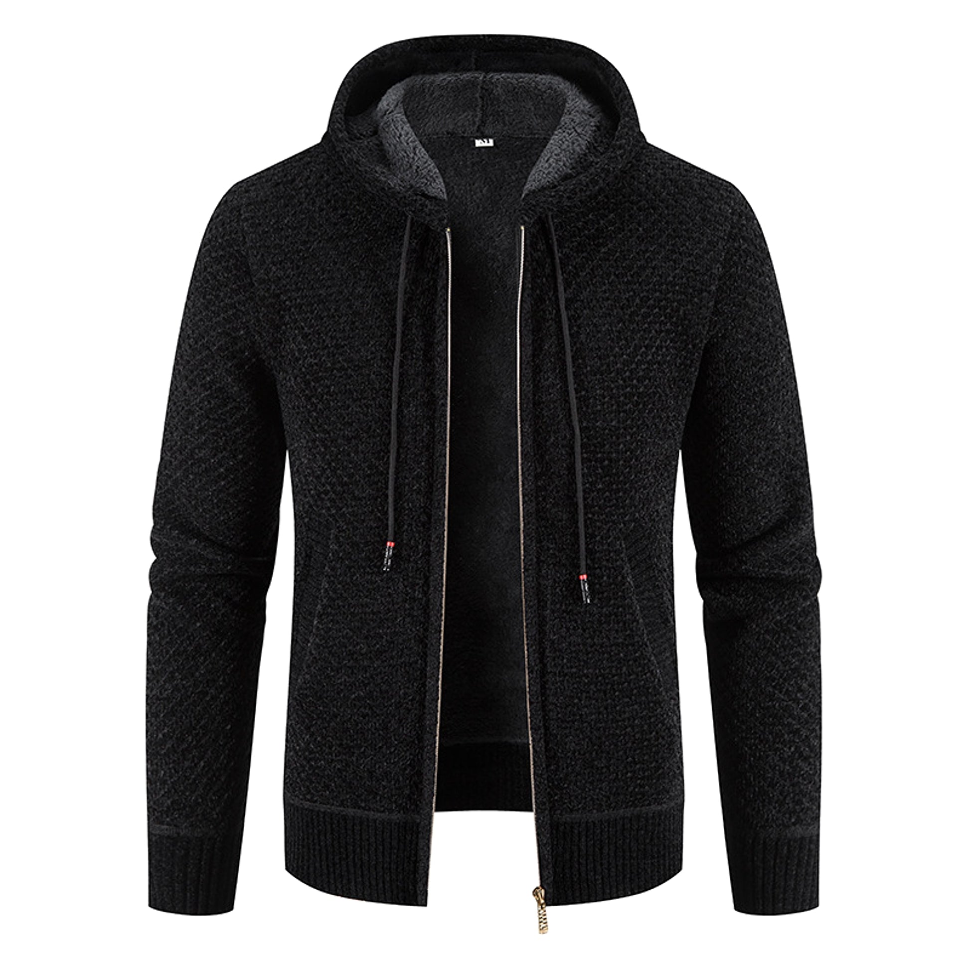 Knitwear Men's Hooded Sweater Fleece-lined Velvet-added Thickness Fleece-lined Warm Cardigan Coat - enhanced image 5