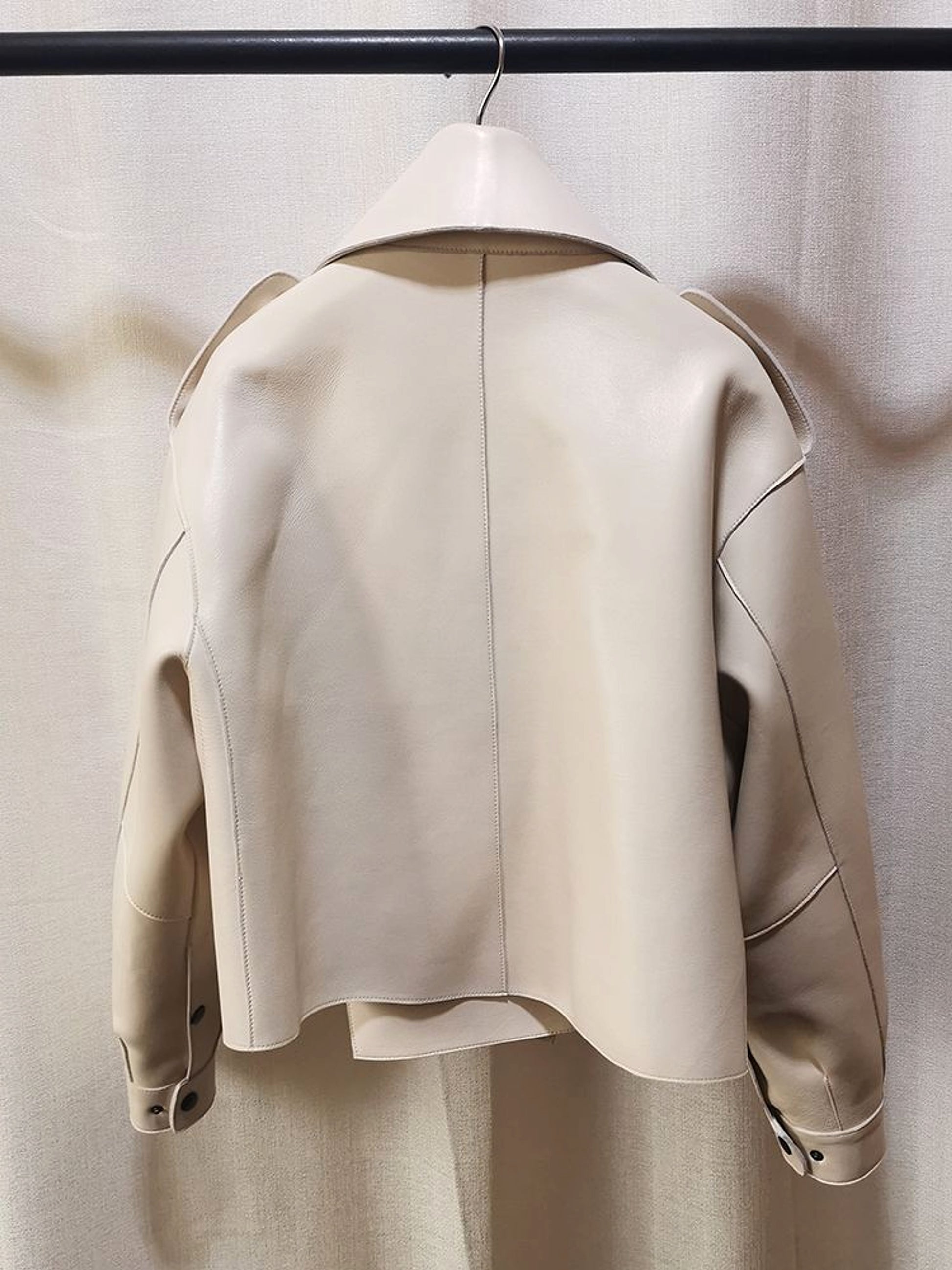 Leather Jacket Women New Outerwear Large Retro - enhanced image 5
