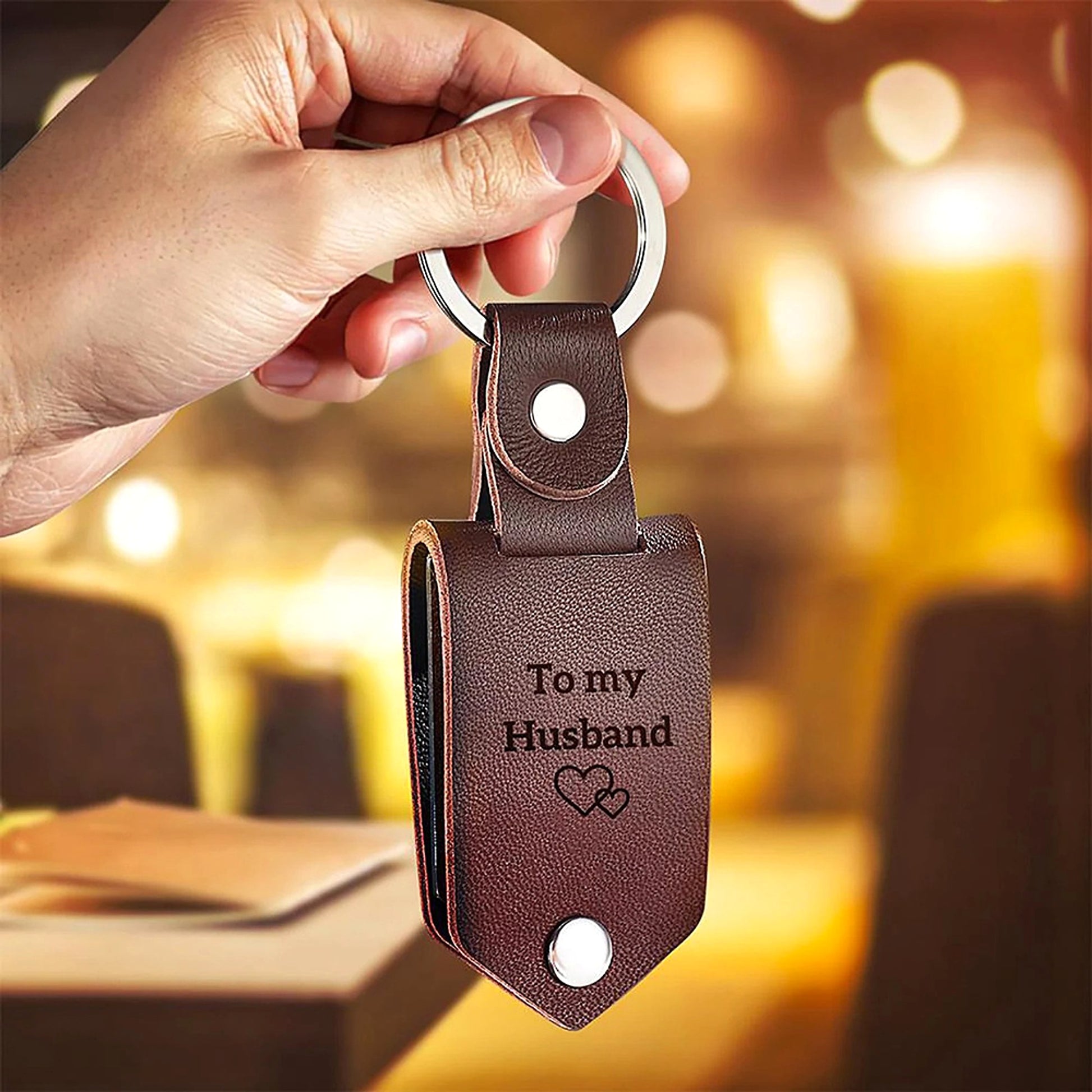 Personalized Leather Photo Keychain – Custom UV Color Printed Keyring - enhanced image 5