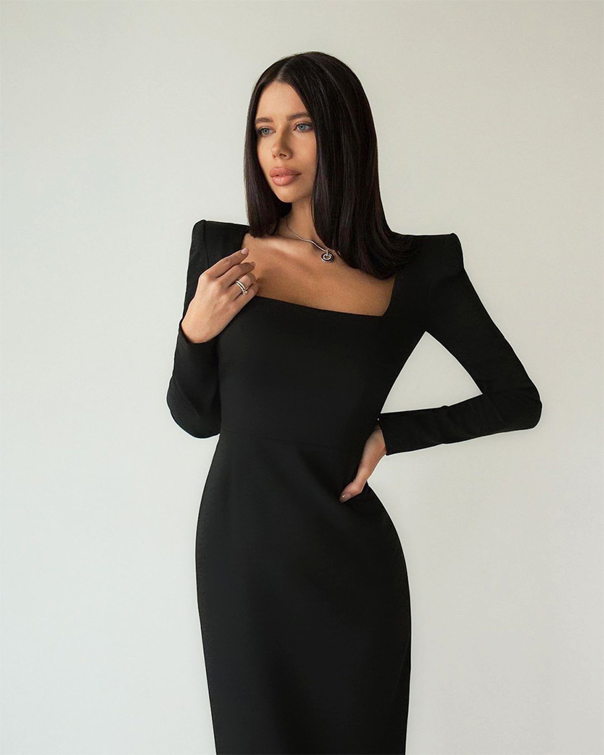 A1. Long Skirt, Square Neck, Slim Fit - enhanced image 5