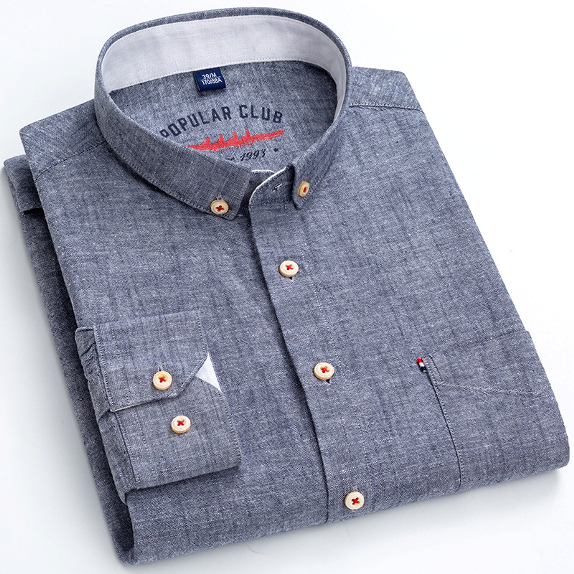 Long Sleeve Cotton Linen Slim Fit Fashion Casual Linen DressShirt Men - enhanced image 5